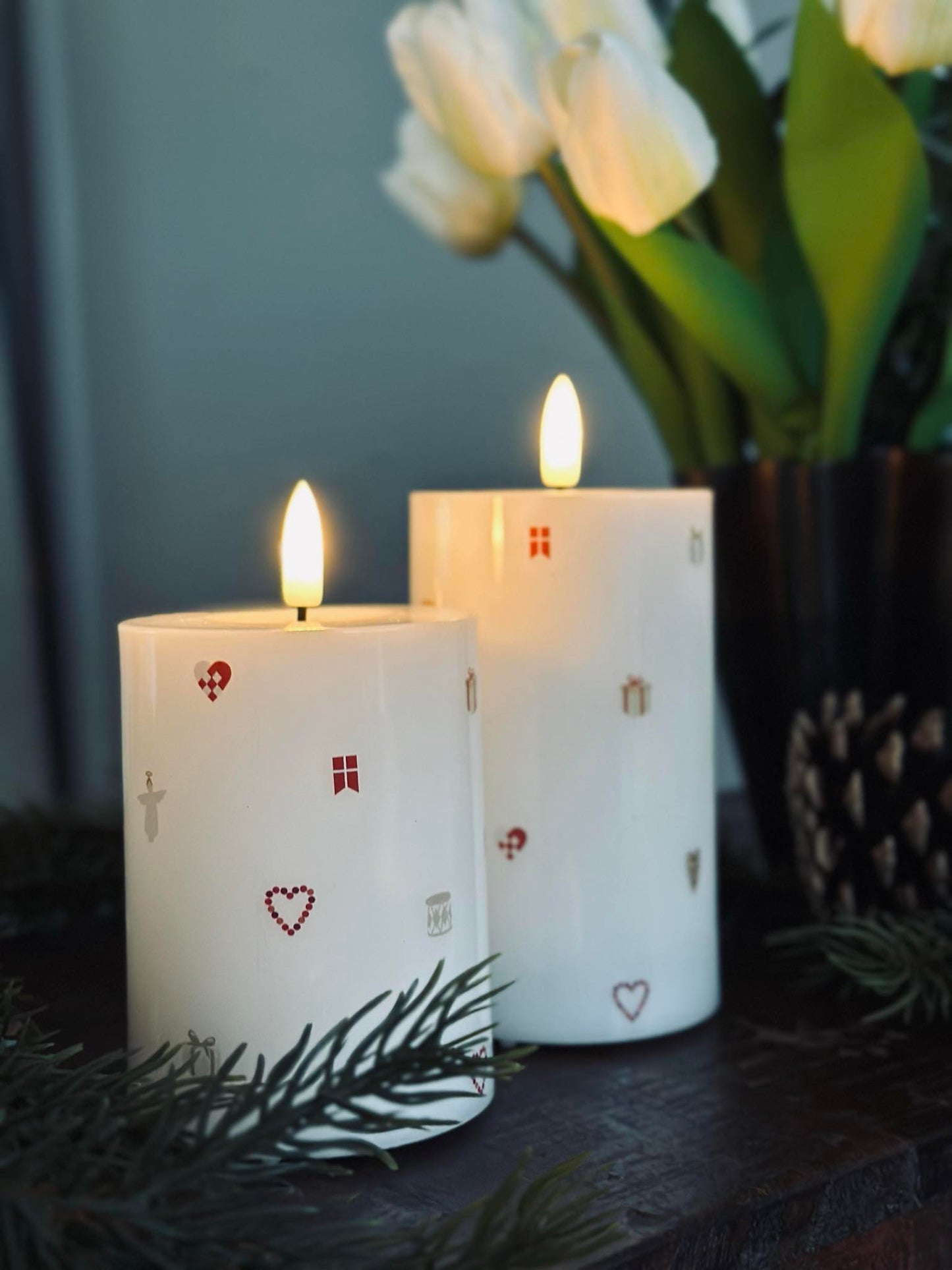 LED Bloklys TWINKLE CHRISTMAS - Sæt med 2stk.