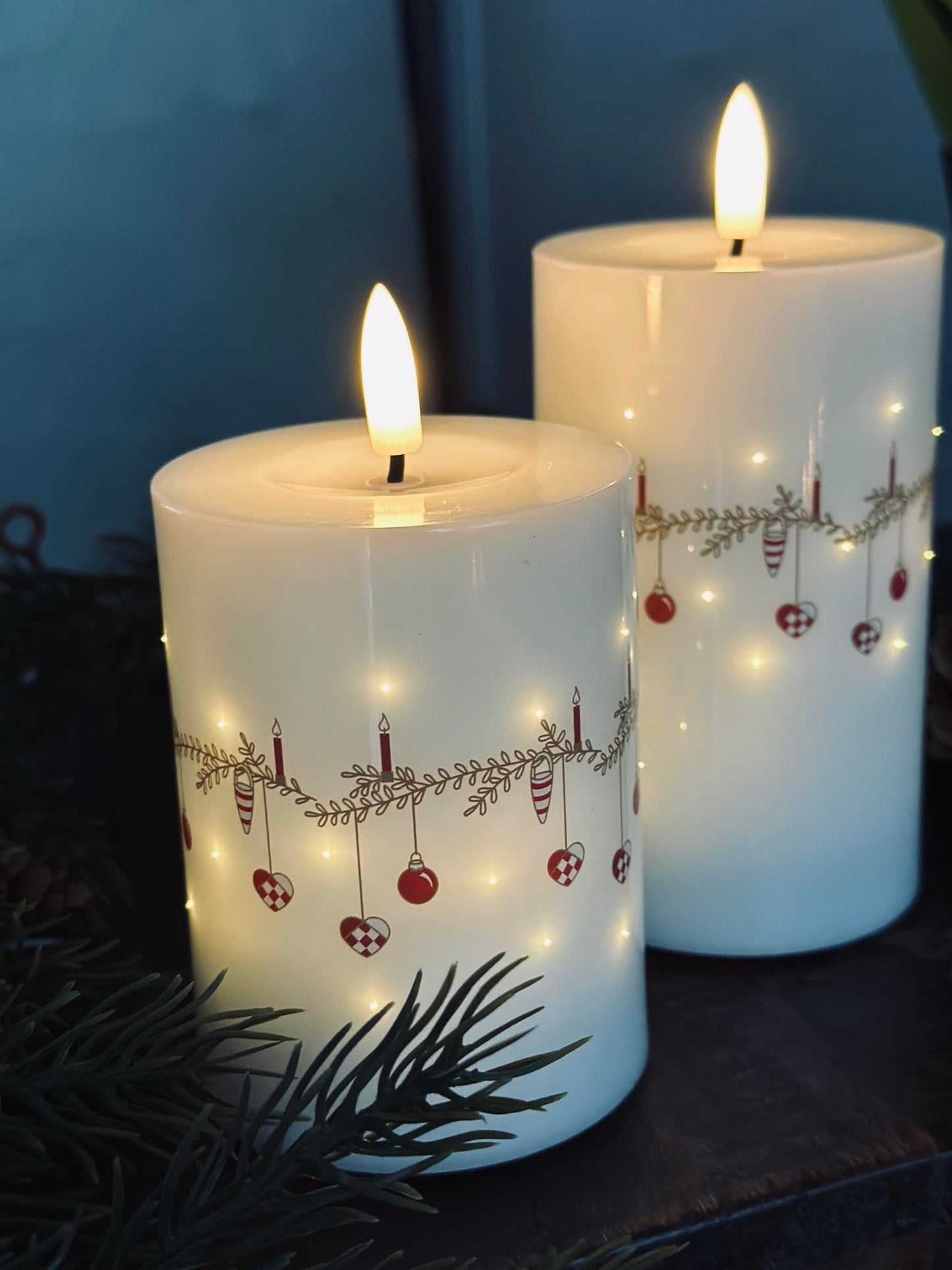 LED Bloklys TWINKLE CHRISTMAS - Sæt med 2stk.