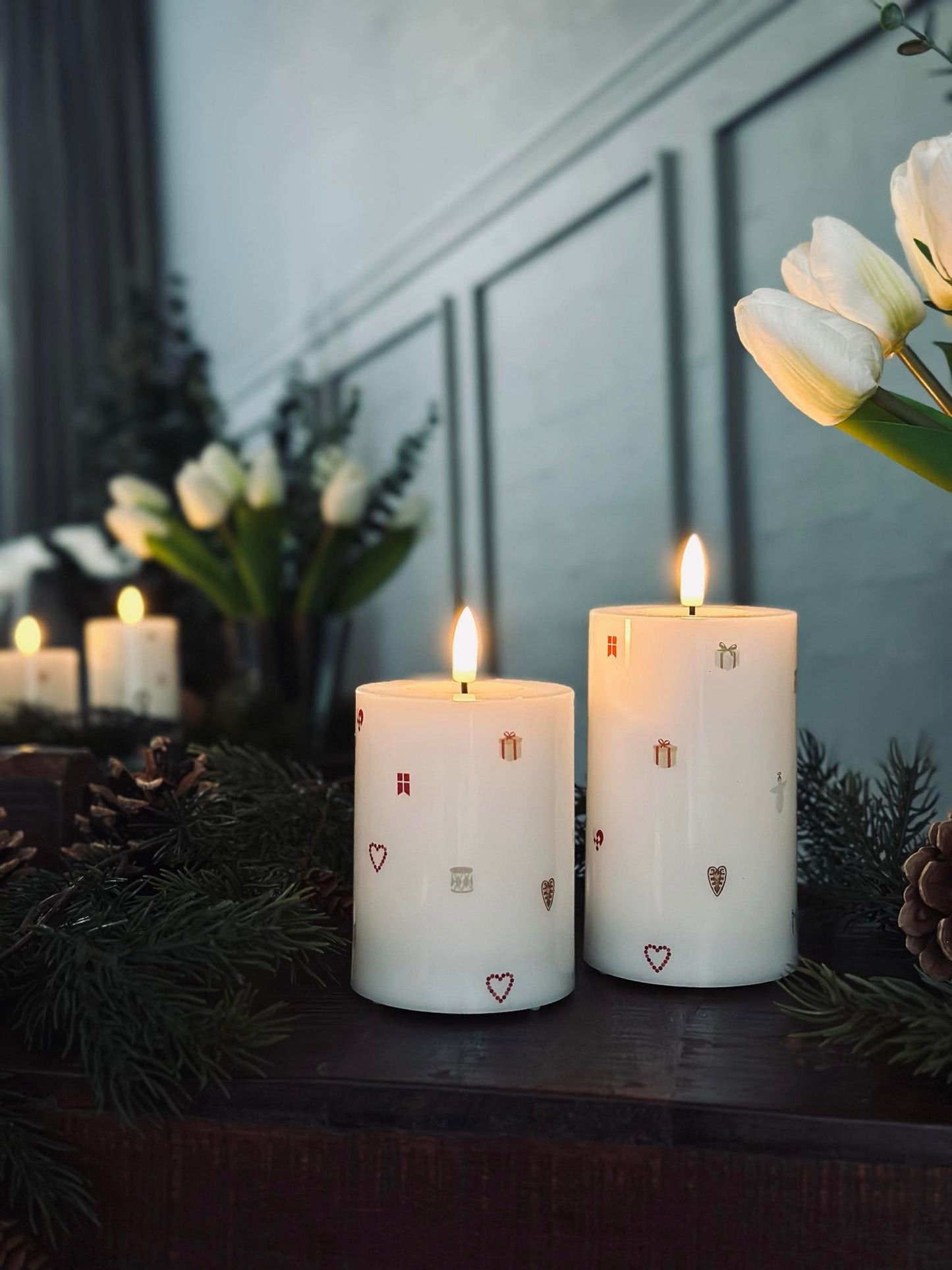 LED Bloklys TWINKLE CHRISTMAS - Sæt med 2stk.