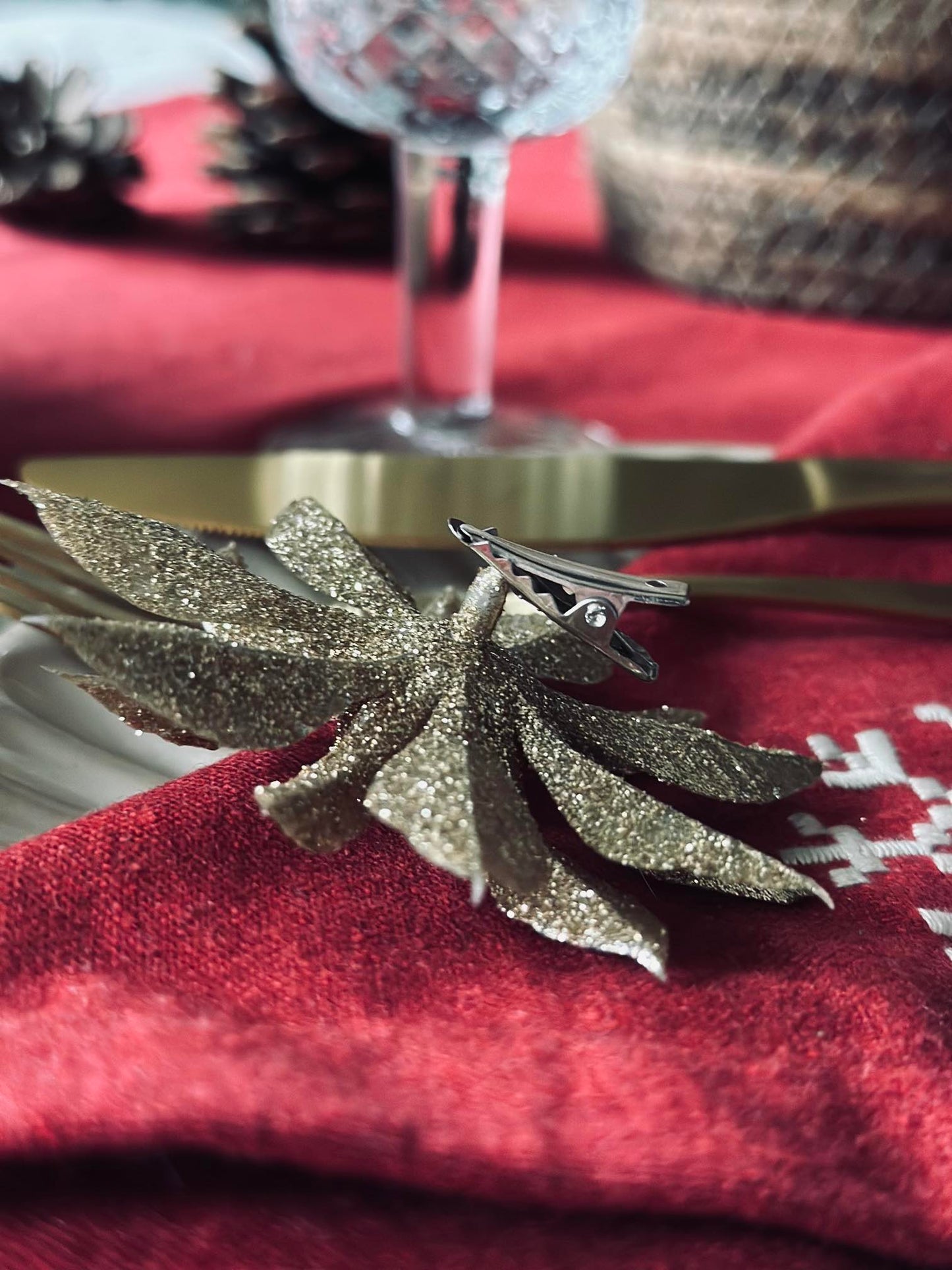 Deco blomster med glimmer - 4 stk