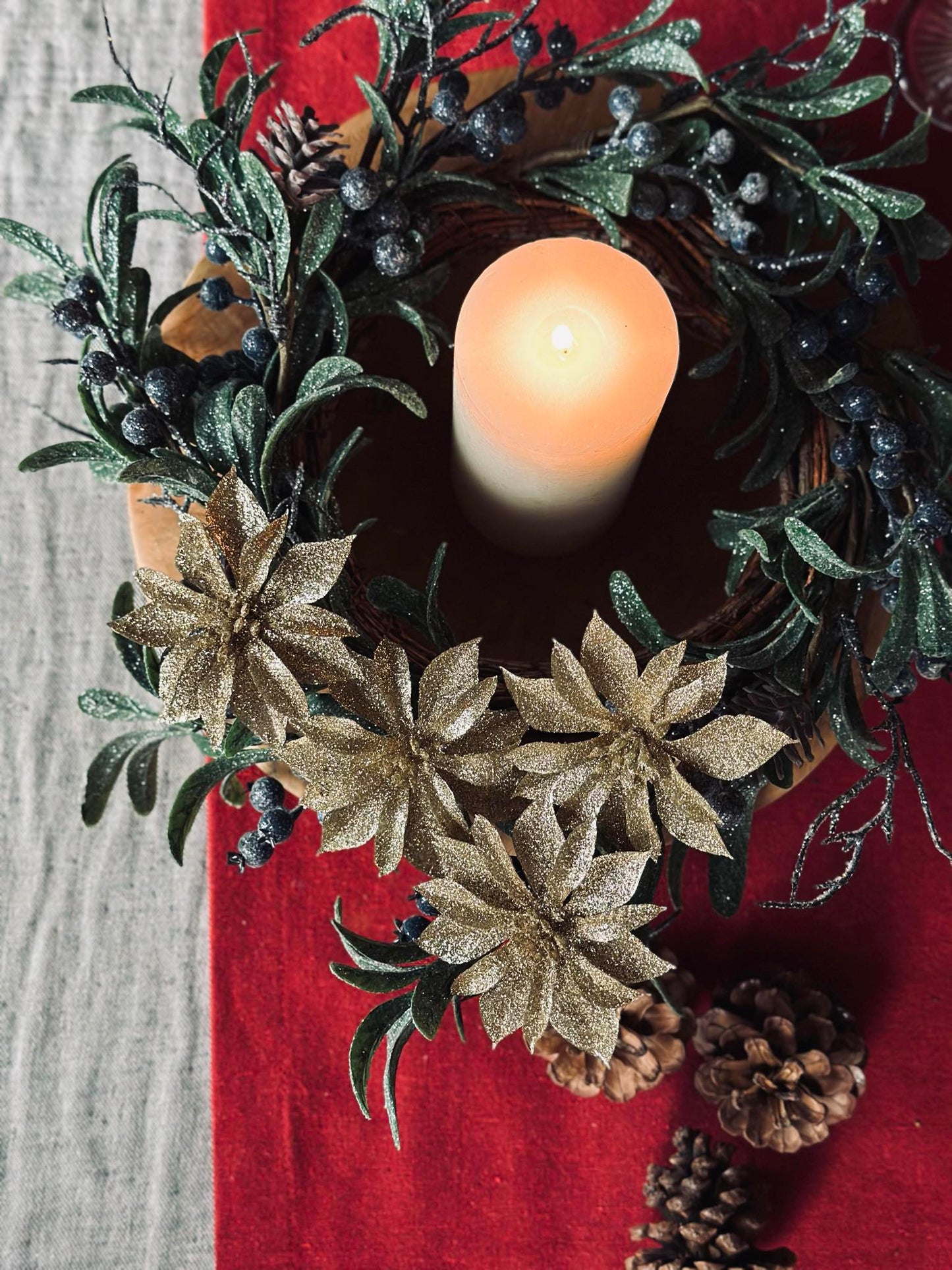 Deco blomster med glimmer - 4 stk