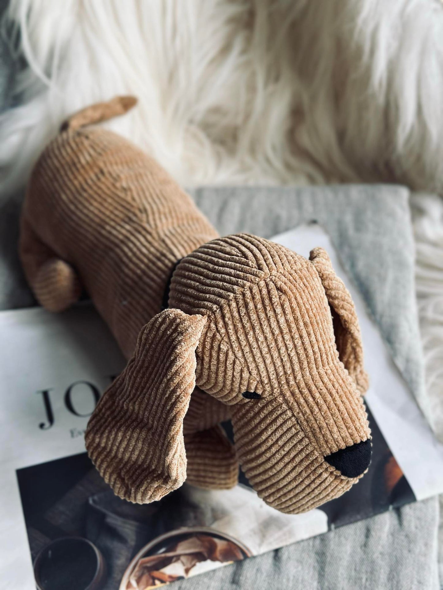 Dørstoppe hund - Beige fløjl