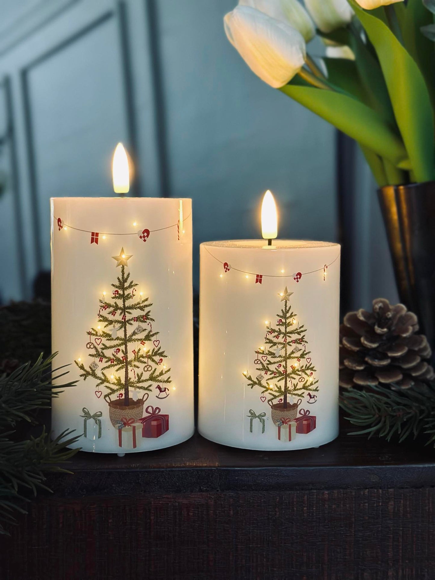 LED Bloklys TWINKLE CHRISTMAS - Sæt med 2stk.