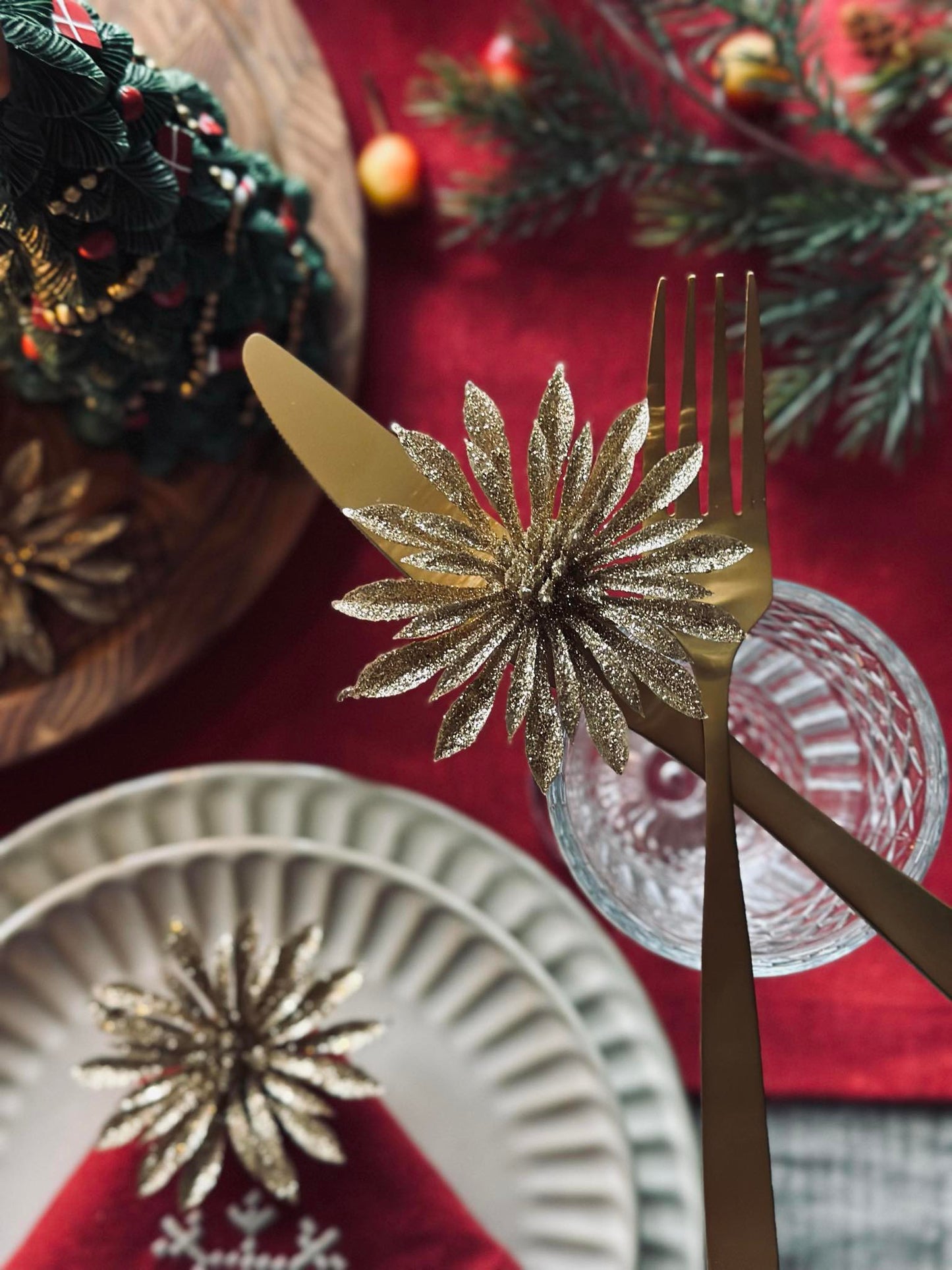 Deco blomster med glimmer - 4 stk
