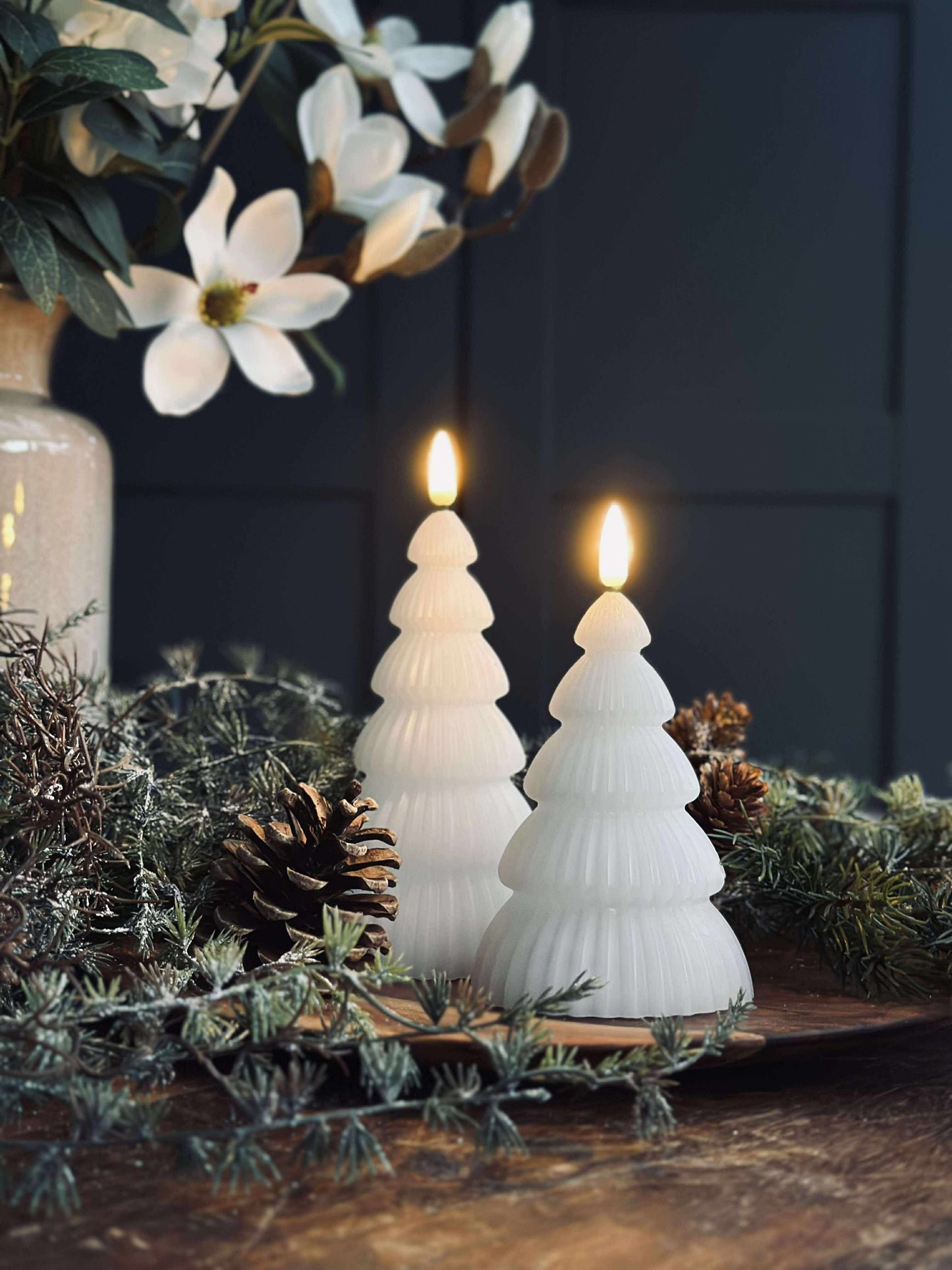 Juletræ med led lys - Sæt med 2 stk. Hvid