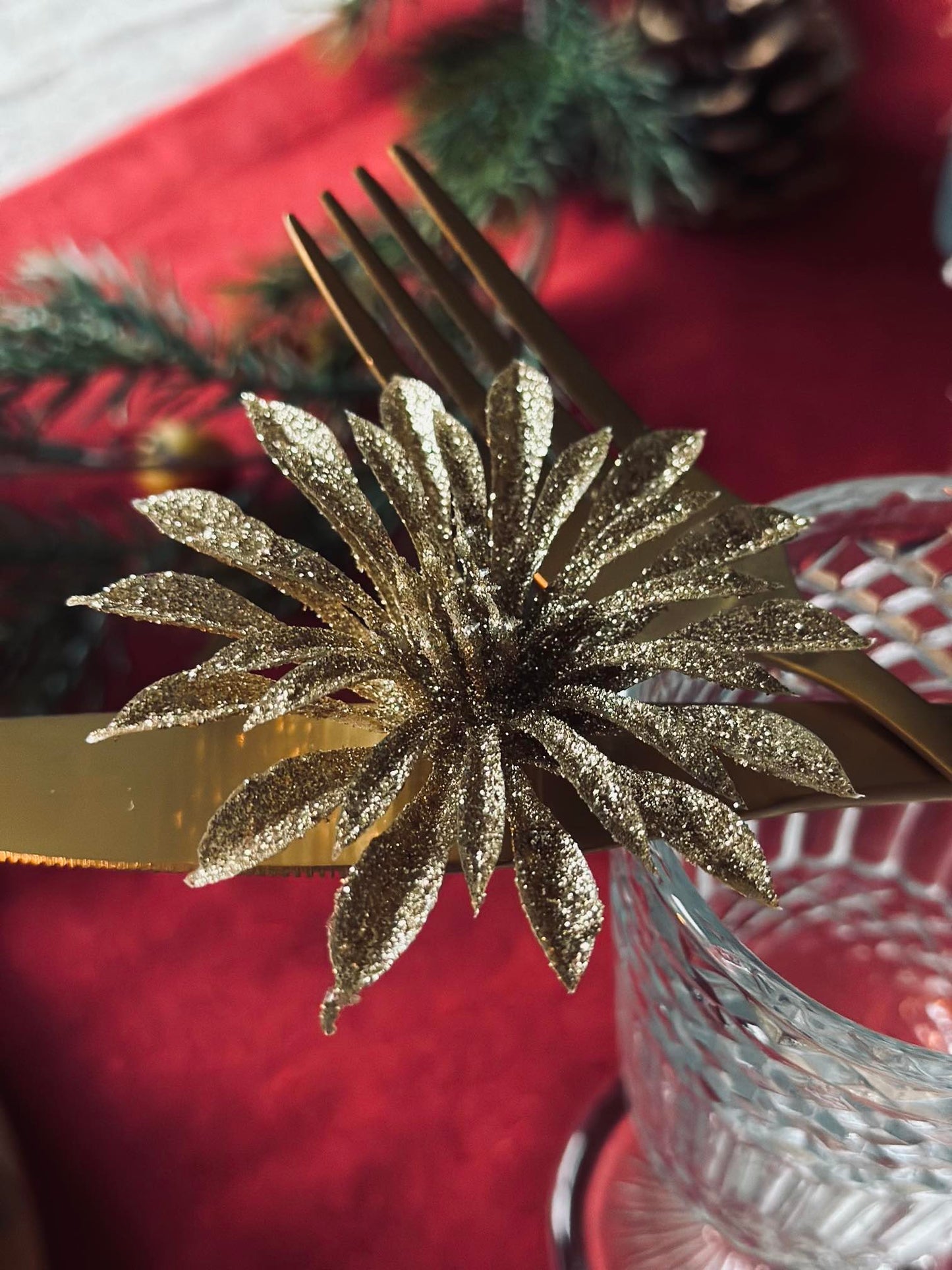 Deco blomster med glimmer - 4 stk