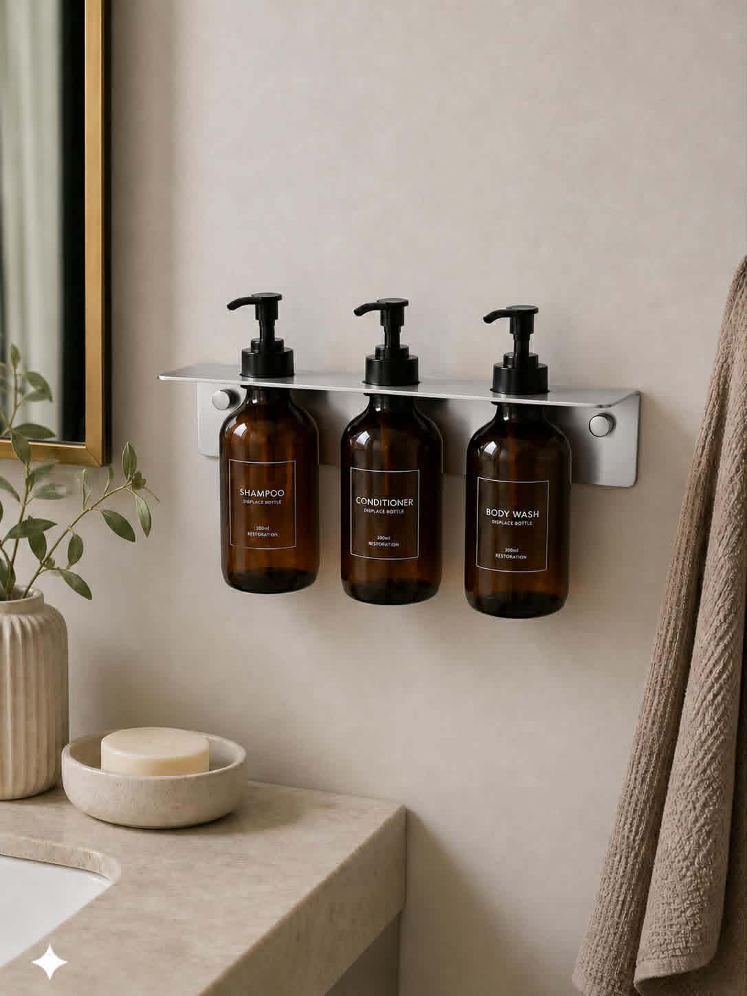 Ophæng til 3 flasker - Krom