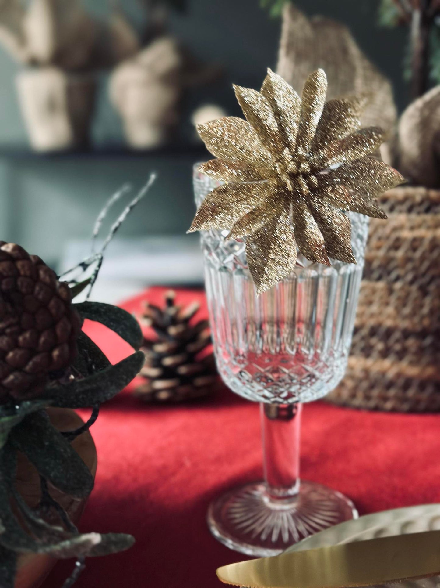 Deco blomster med glimmer - 4 stk