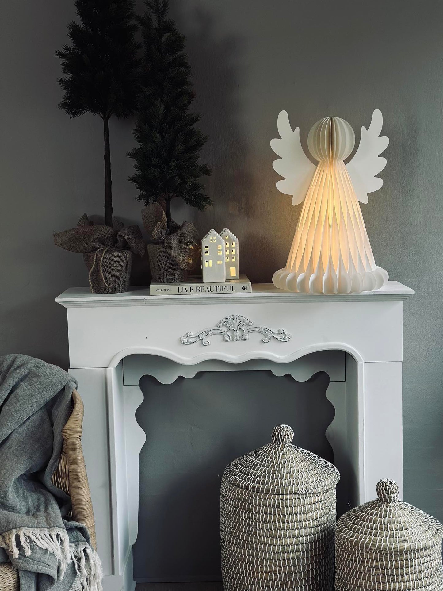 Engle med led lys - 50cm