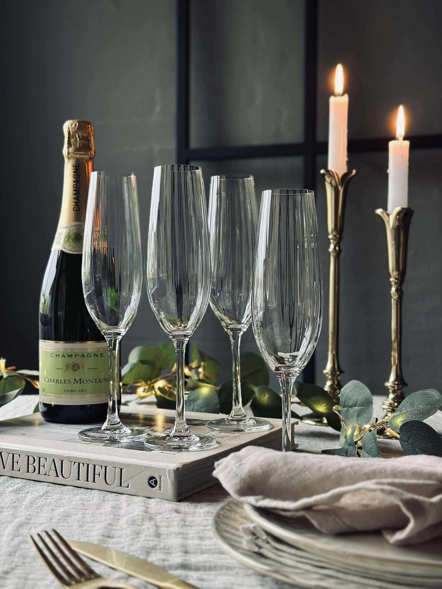 Champagneglas CRYSTAL - Sæt med 4 stk.