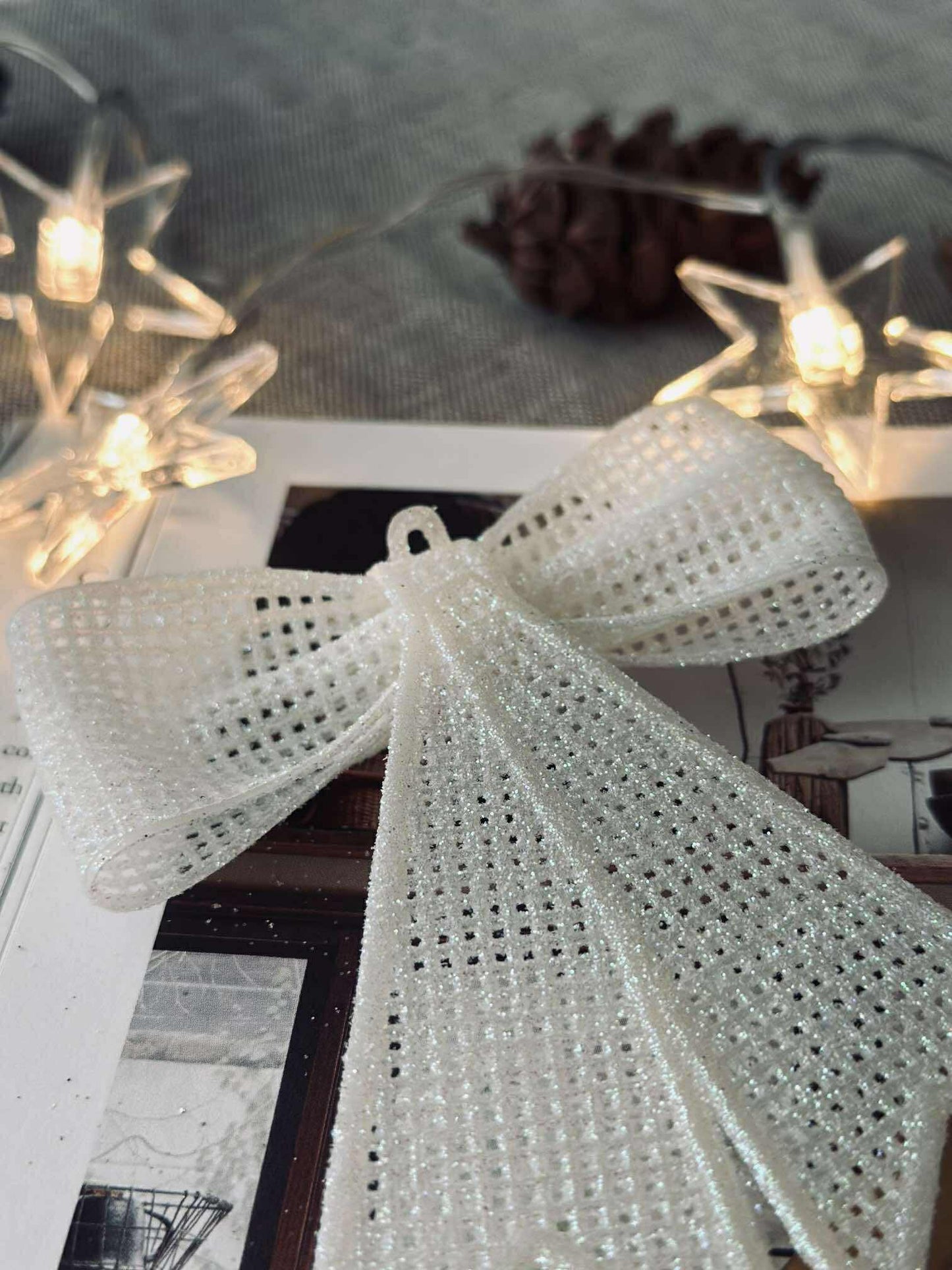 Sløjfe glitter - White