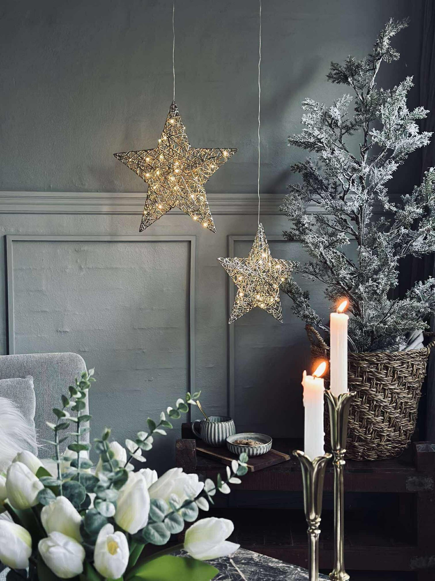 Stjerne med LED lys - Gold