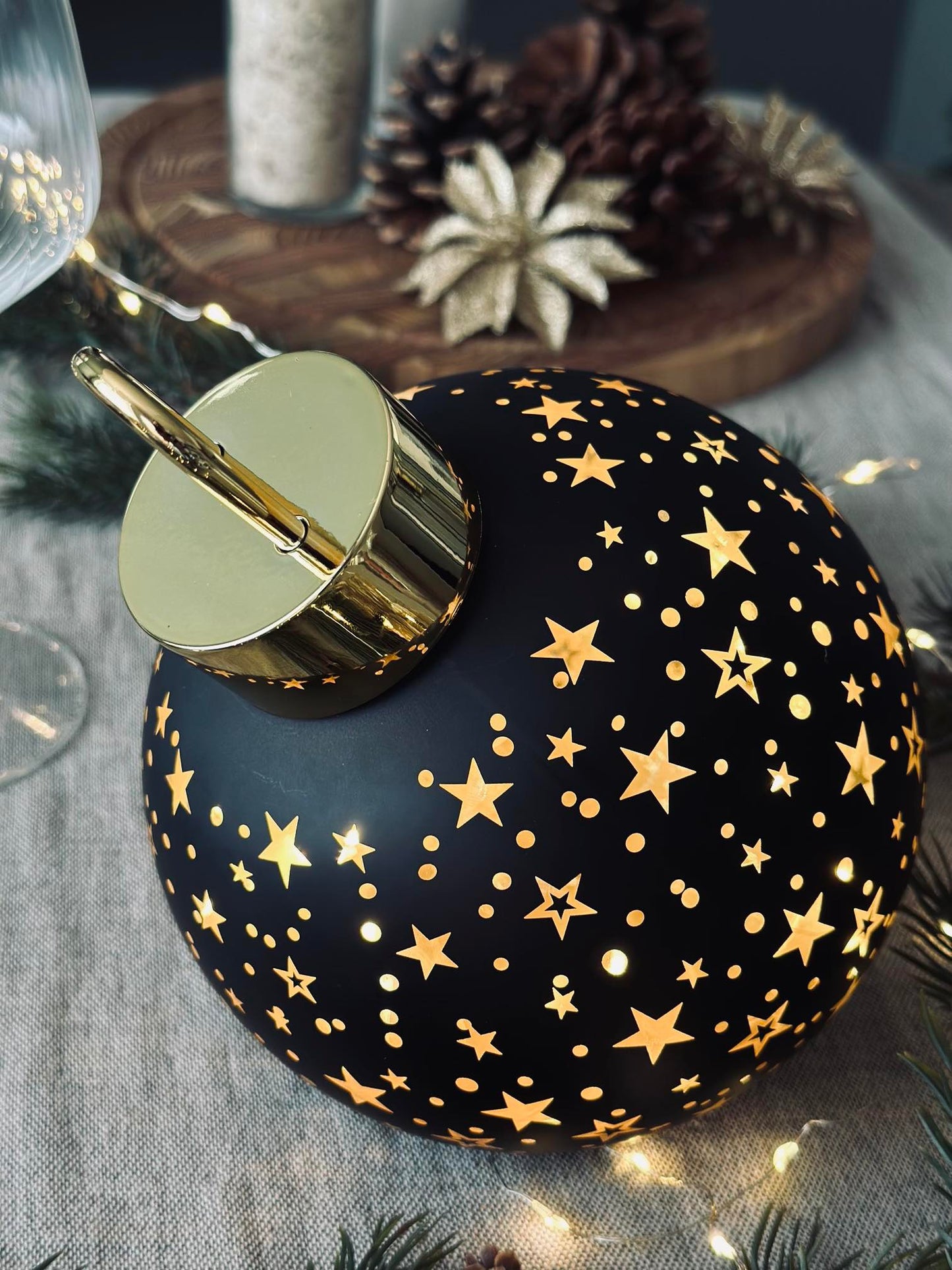 Julekugle med led lys - Black