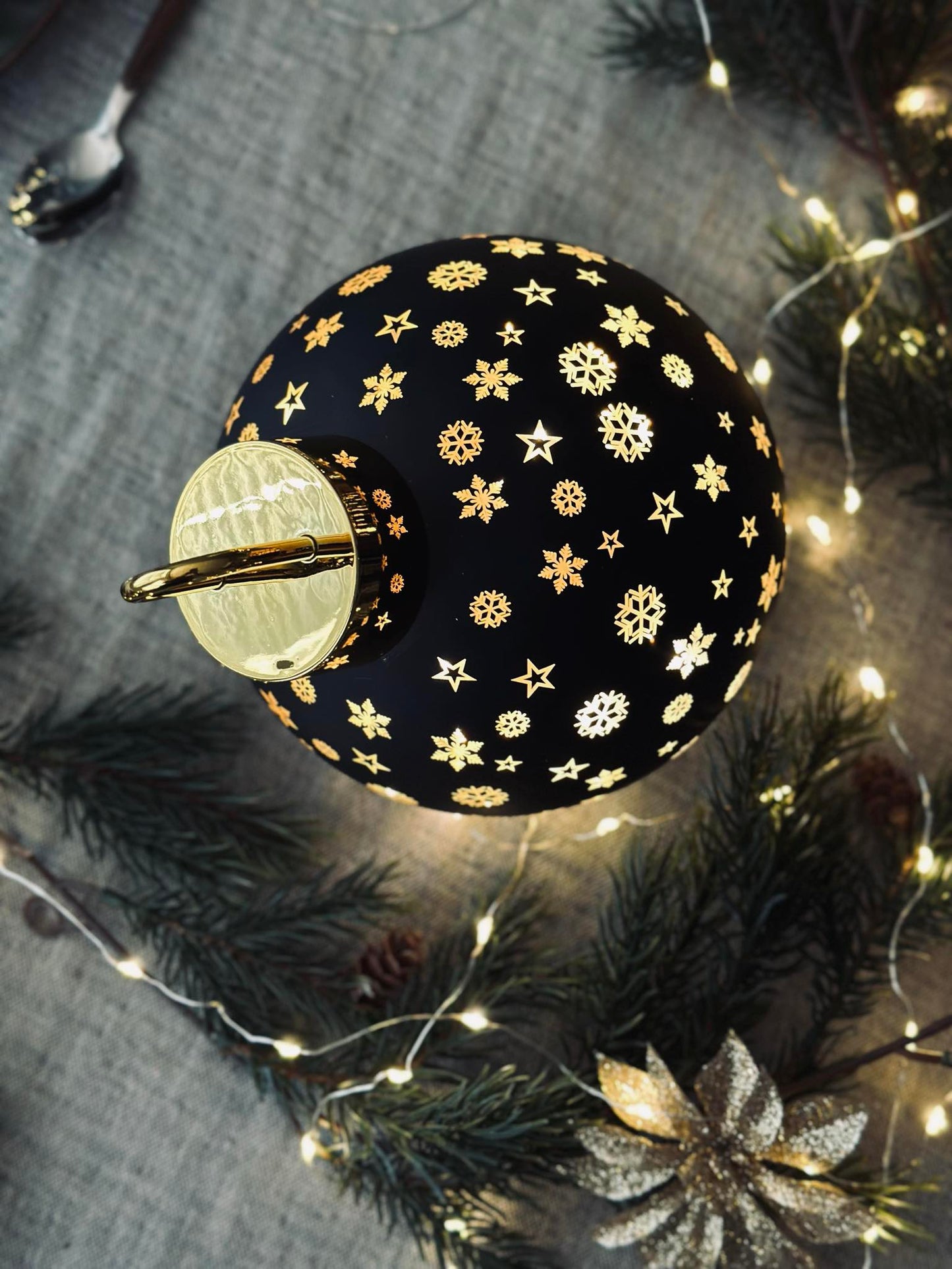 Julekugle med led lys - Black