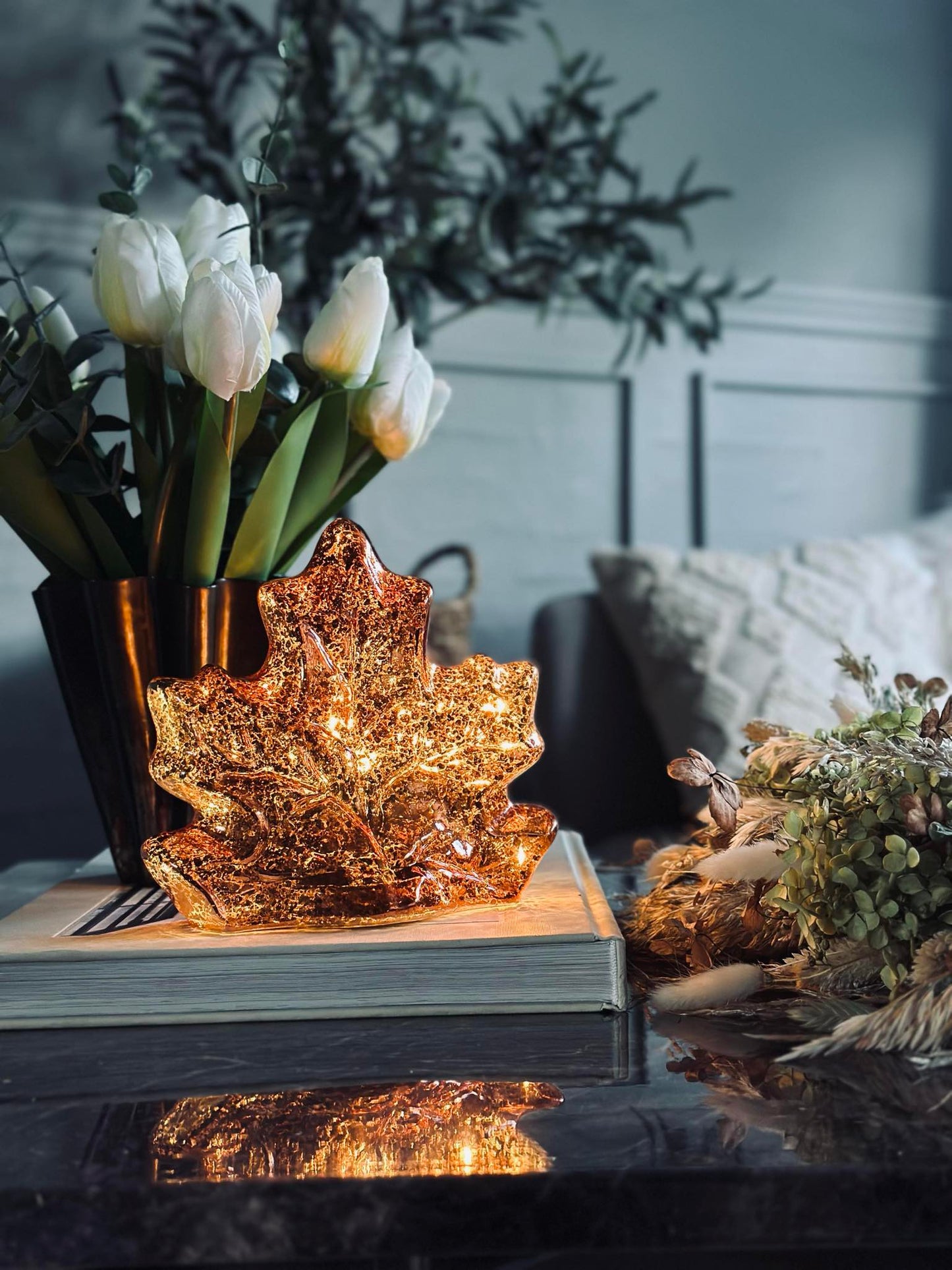 Blad med led lys og timer - Flere farver
