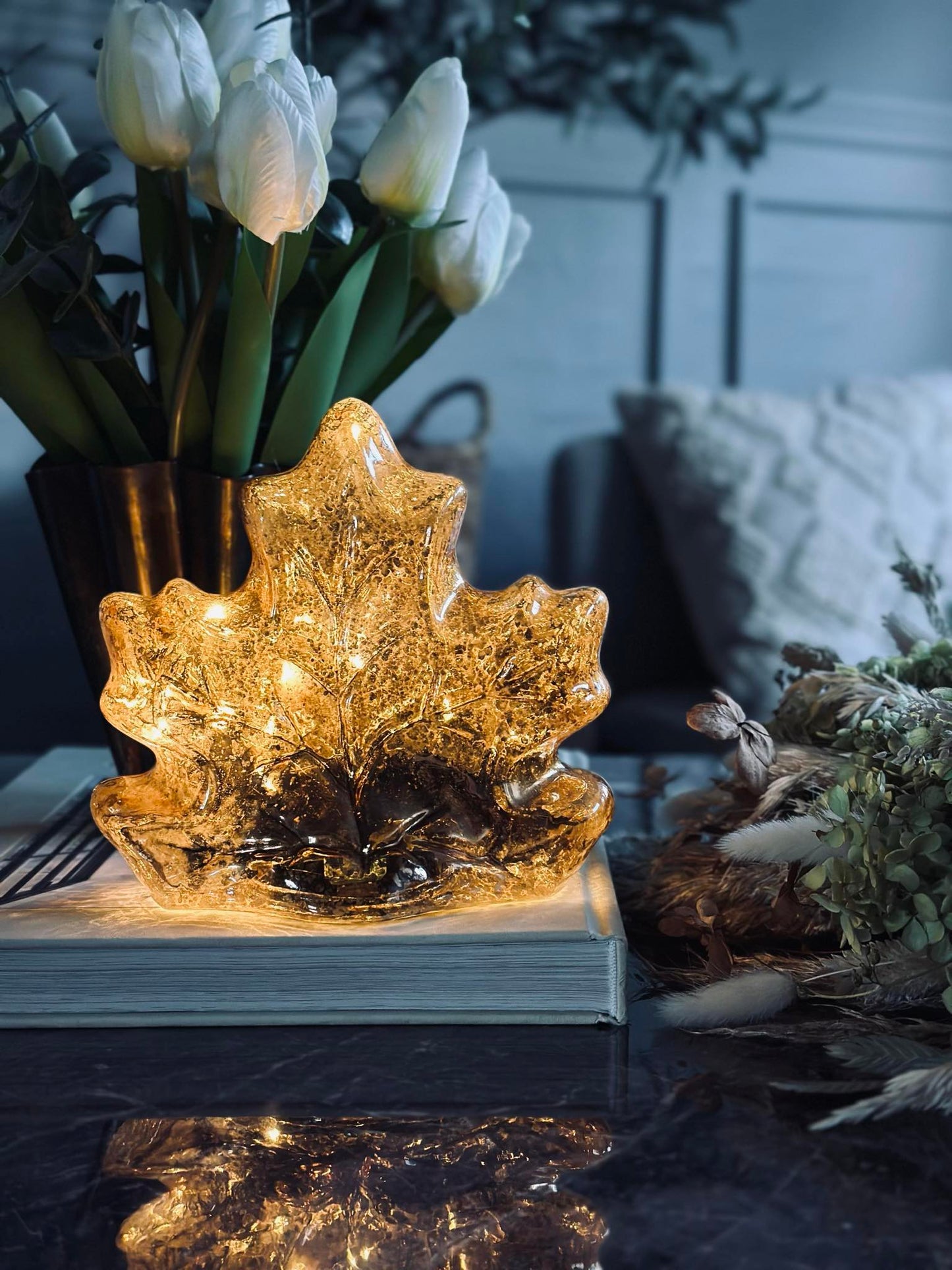 Blad med led lys og timer - Flere farver