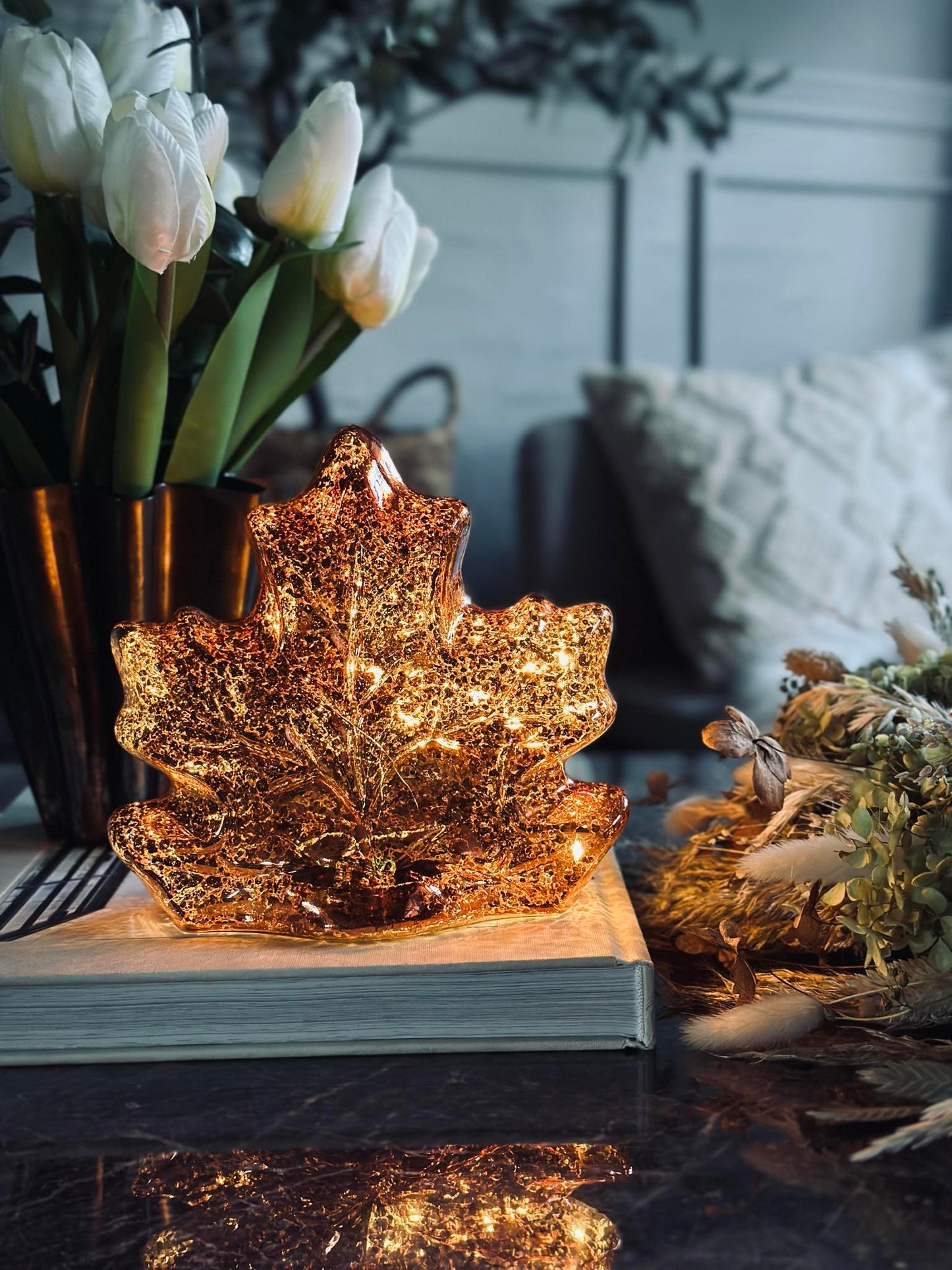 Blad med led lys og timer - Flere farver
