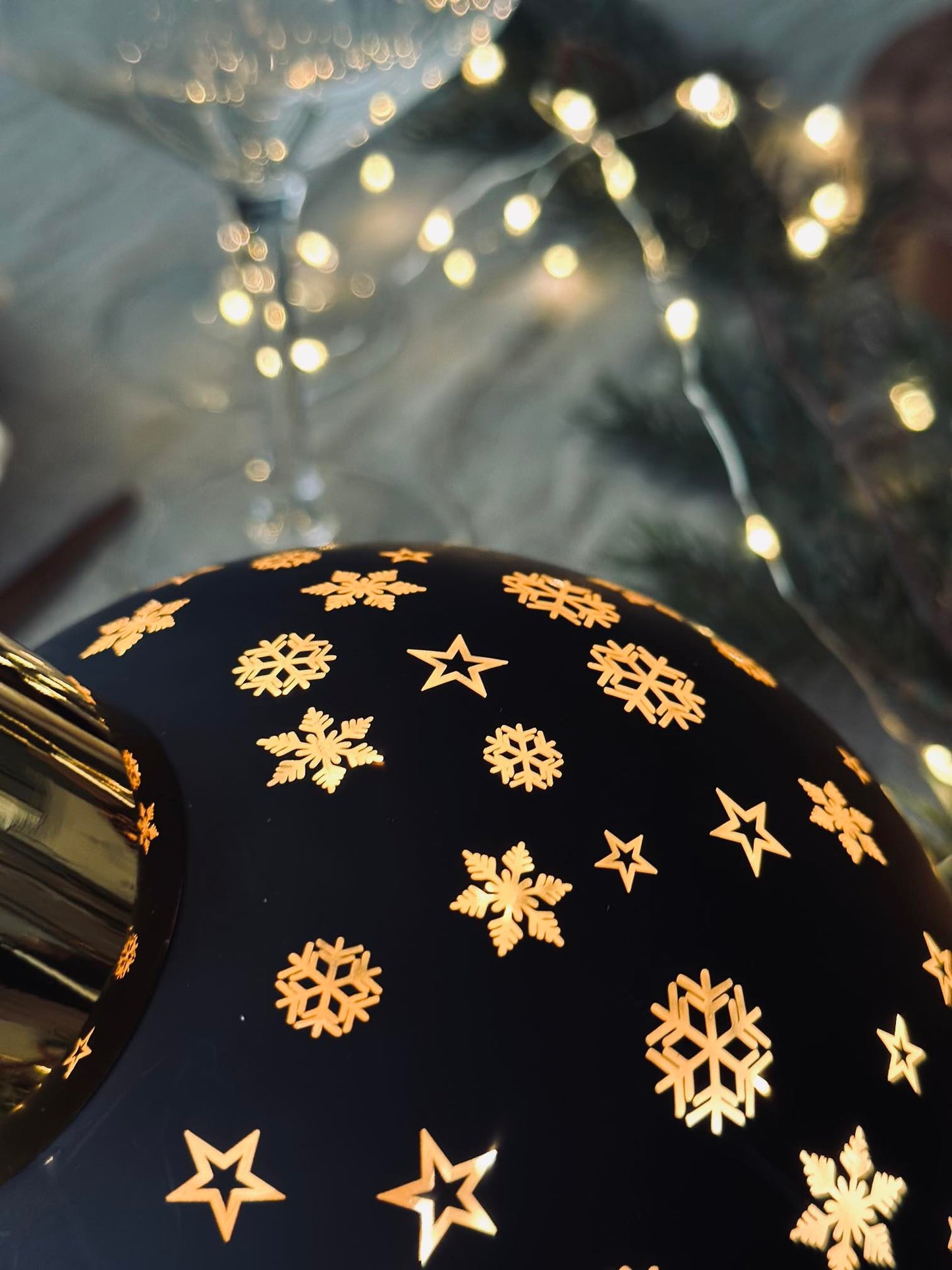 Julekugle med led lys - Black