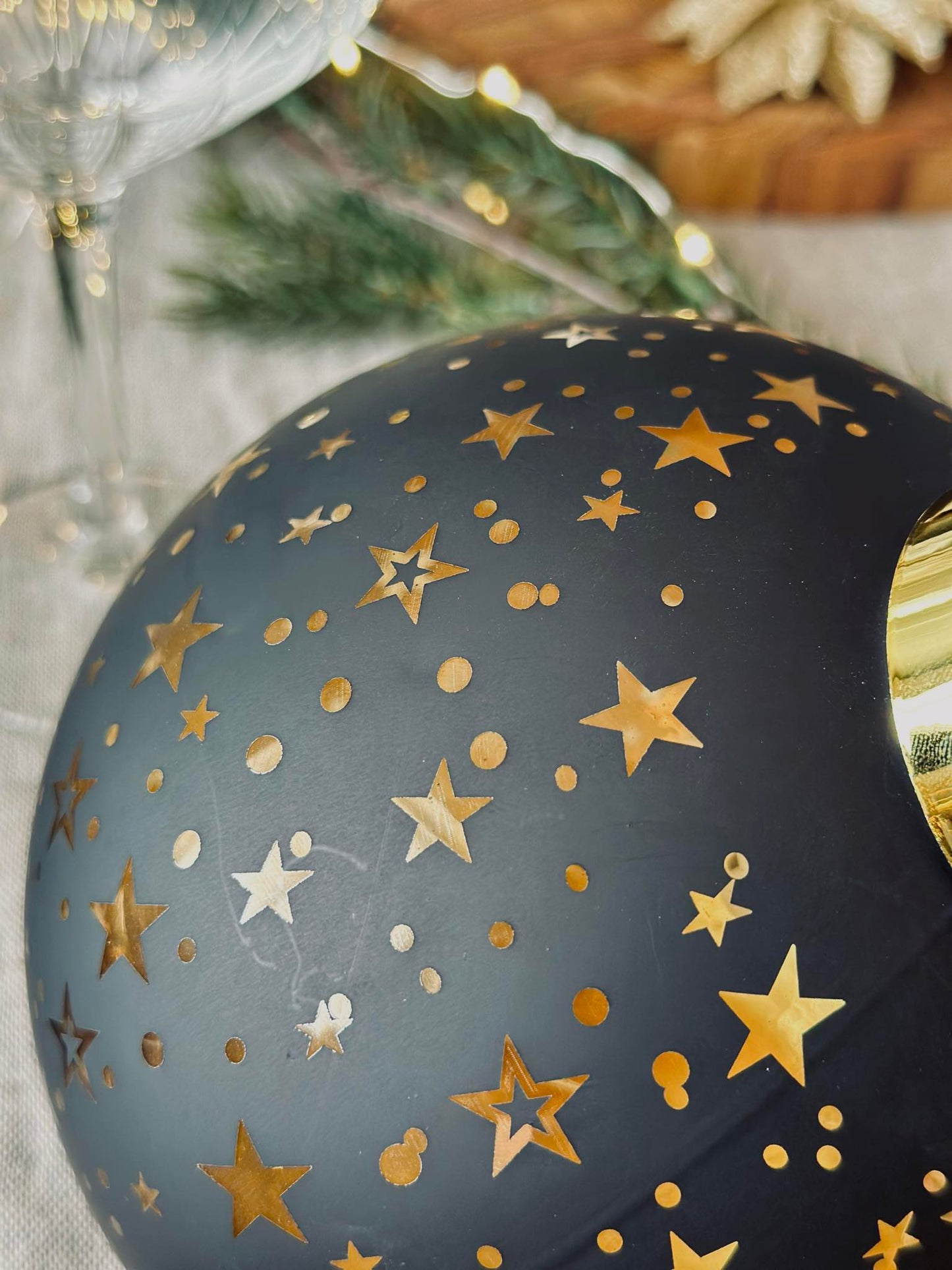 Julekugle med led lys - Black