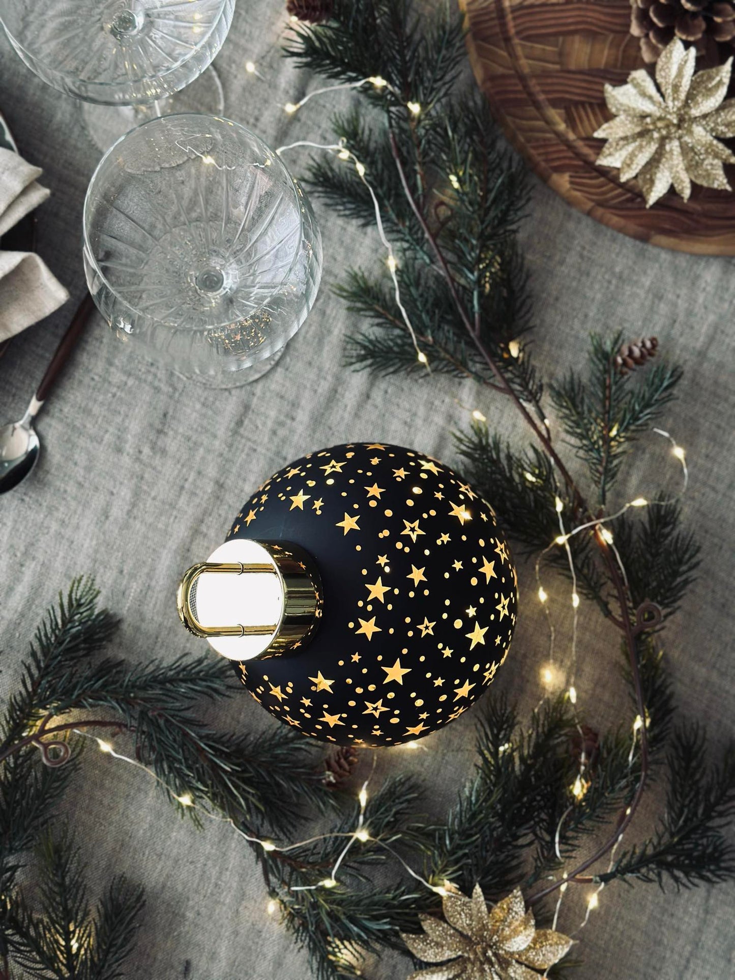 Julekugle med led lys - Black