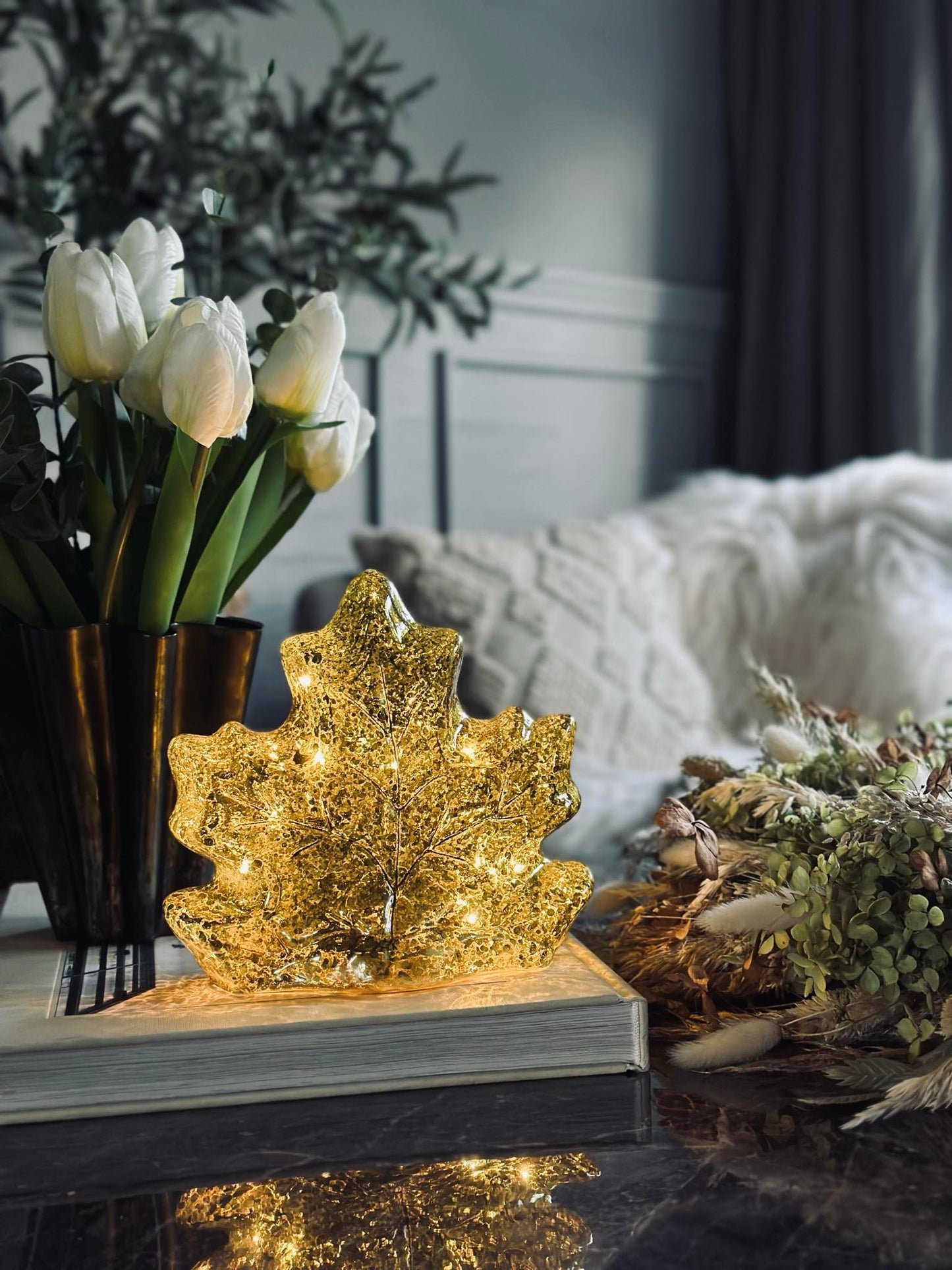 Blad med led lys og timer - Flere farver
