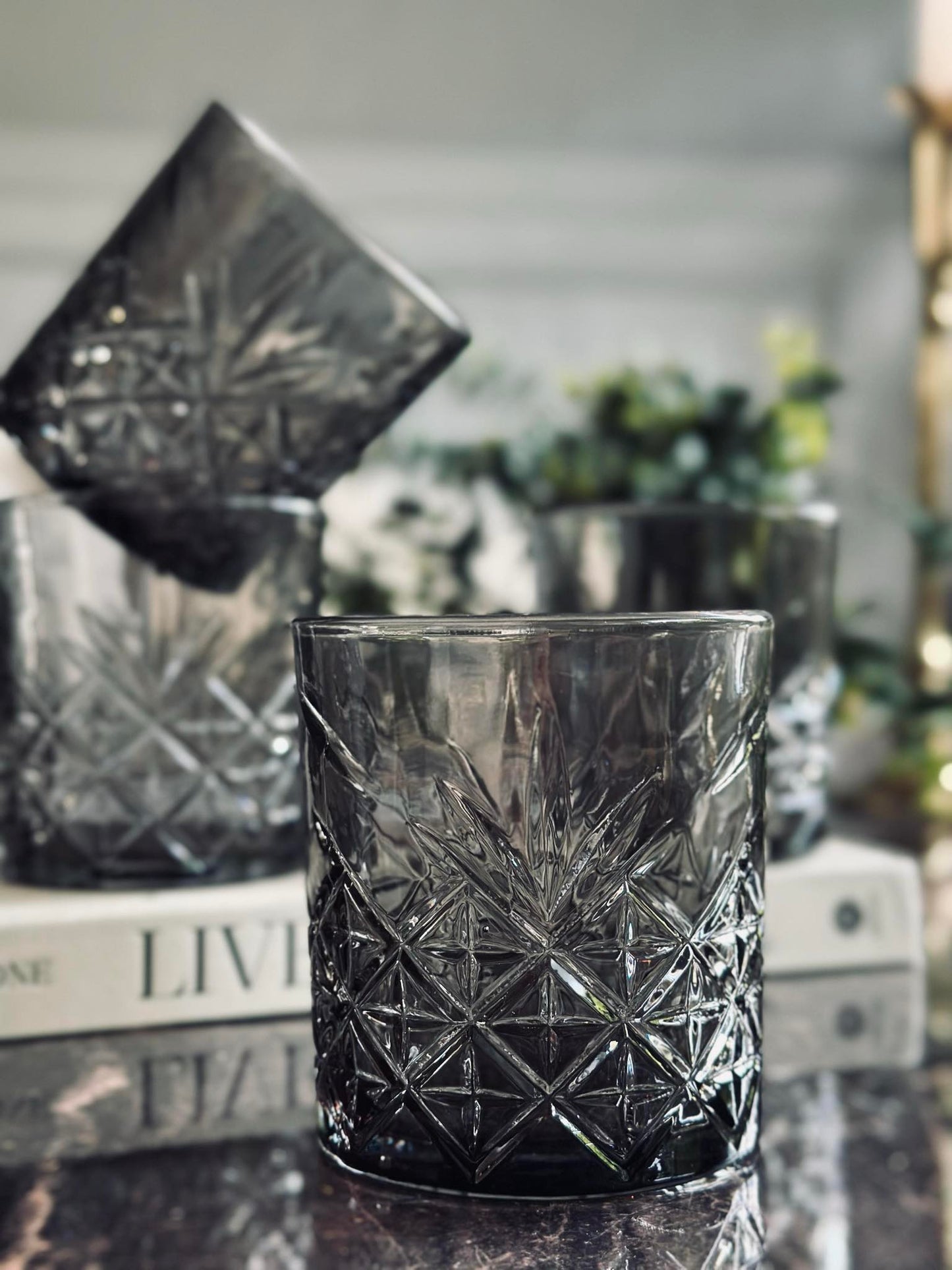 Whisky glas / vandglas Røgfarvet - 4 stk