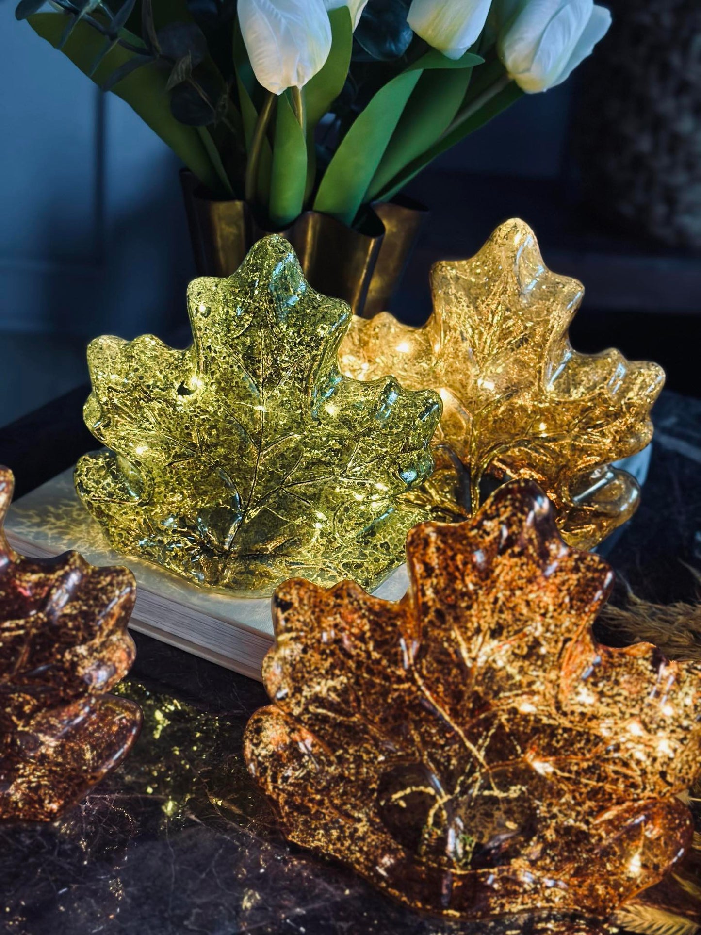 Blad med led lys og timer - Flere farver