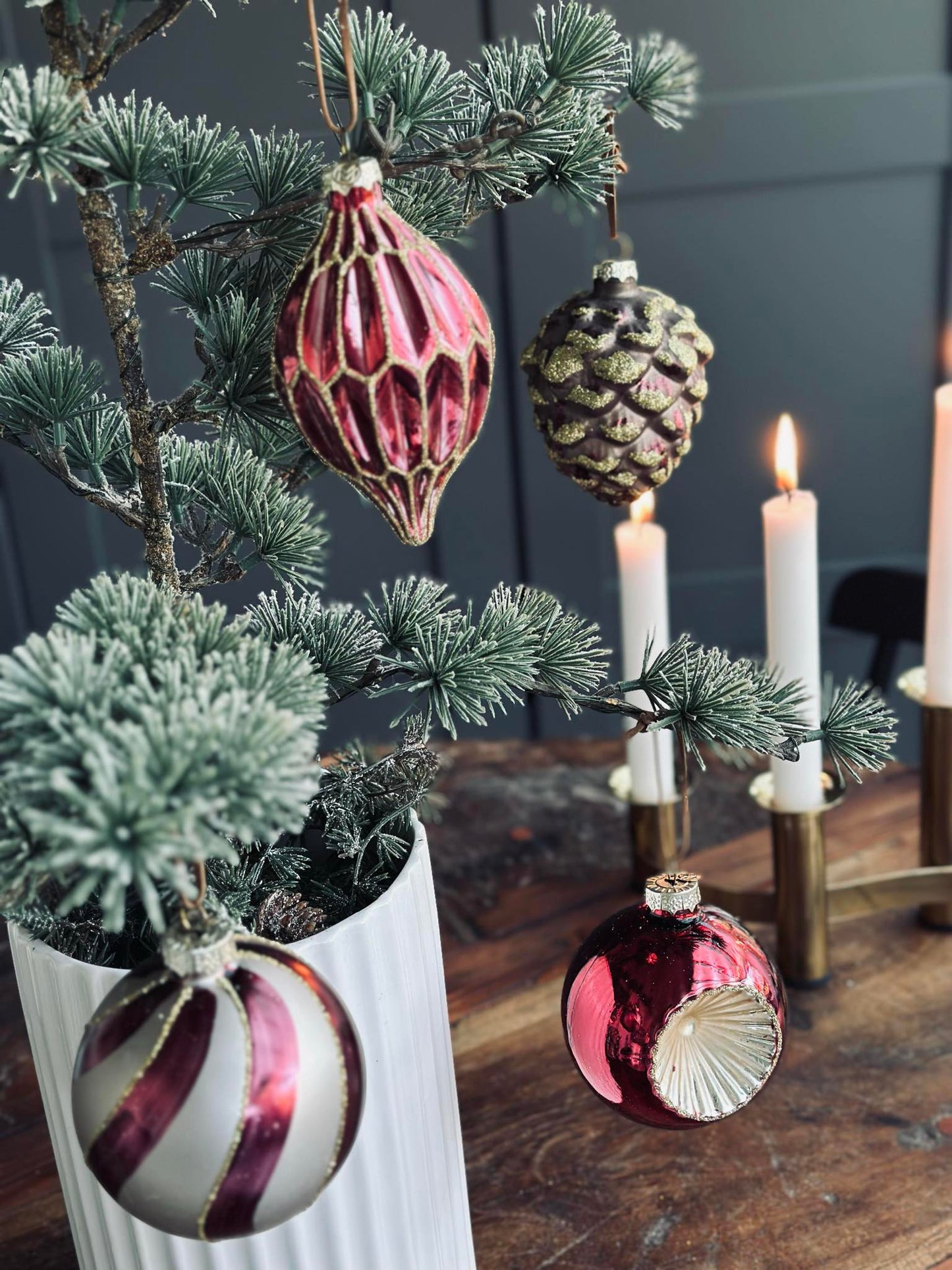 Julekugler i glas  - Pakke med 4 stk