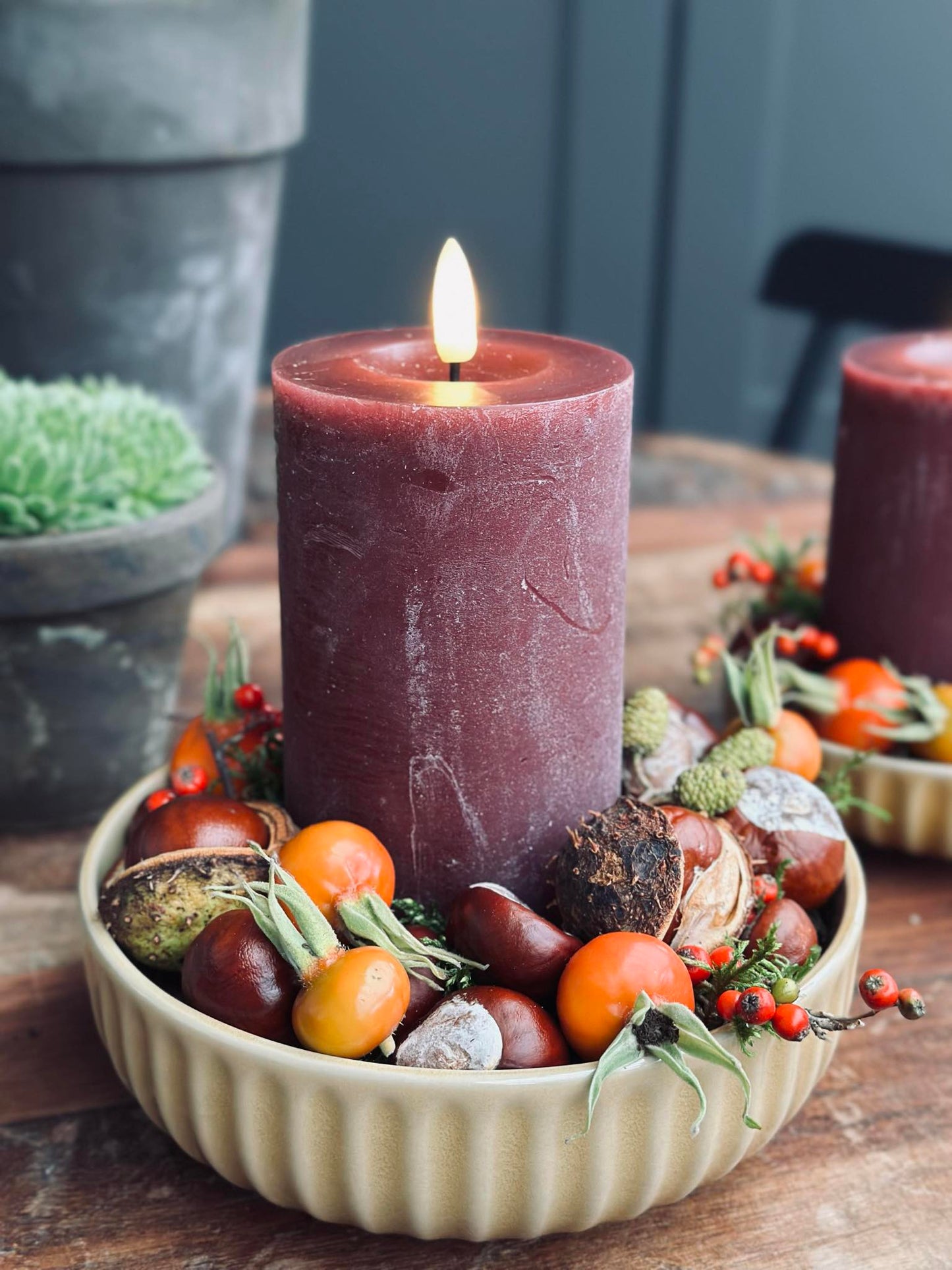 Skål VIGA strib stentøj - Sennep flere størrelser