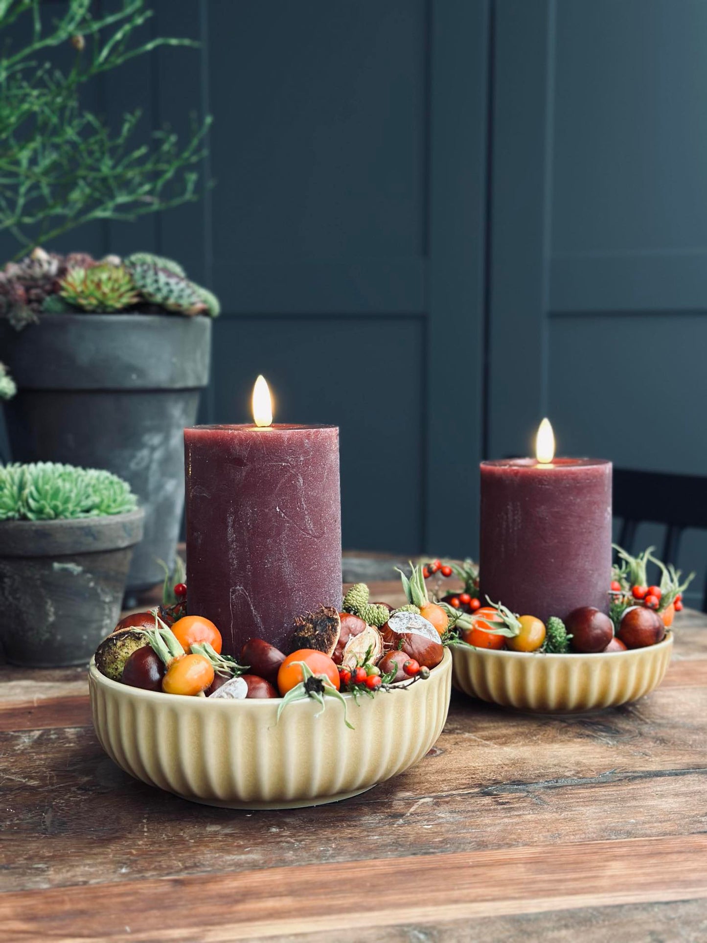 Skål VIGA strib stentøj - Sennep flere størrelser