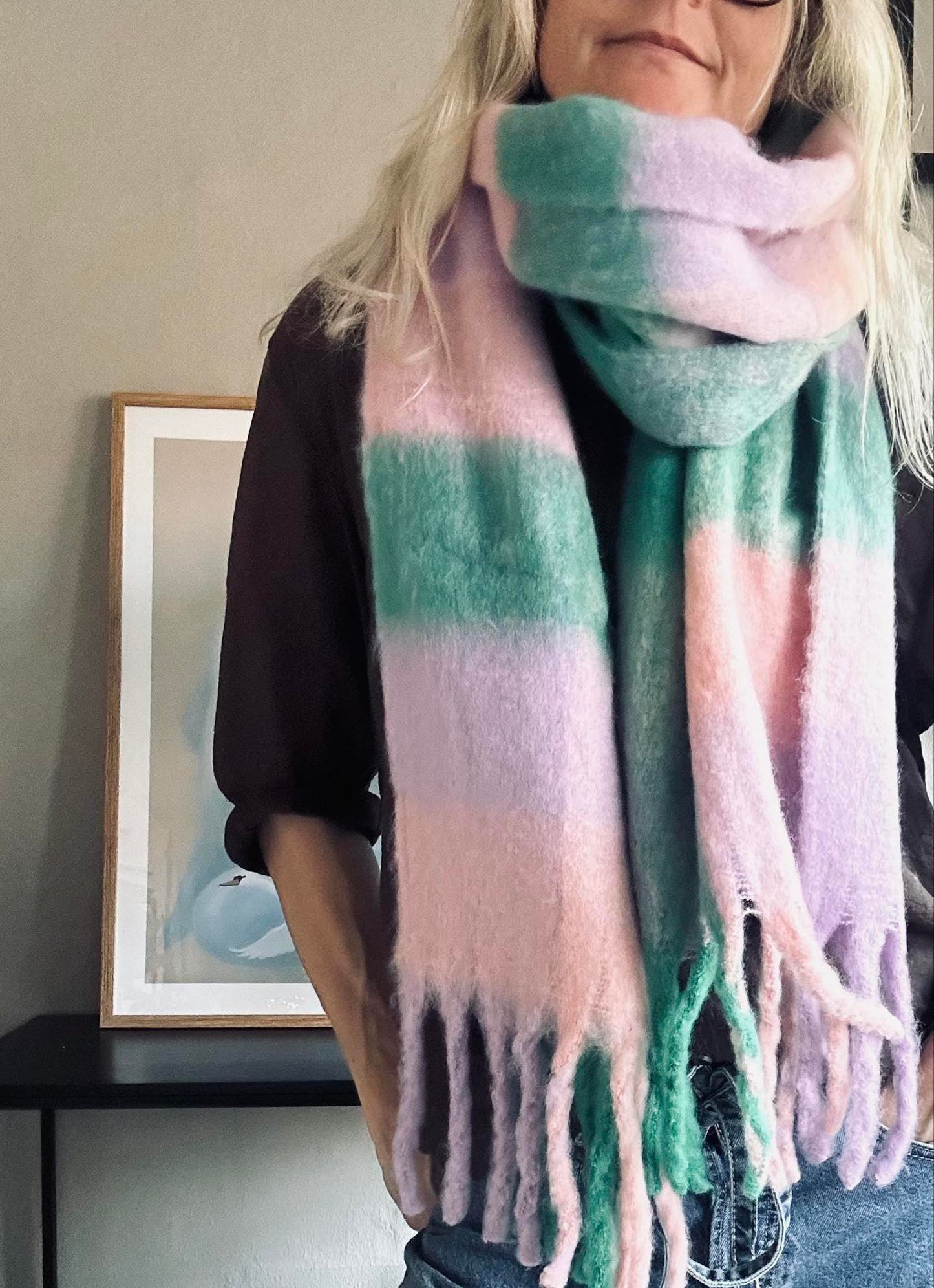 Tørklæde Ninna - Rosa / green