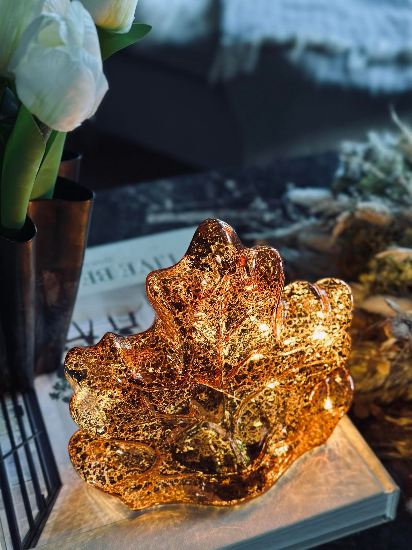 Blad med led lys og timer - Flere farver