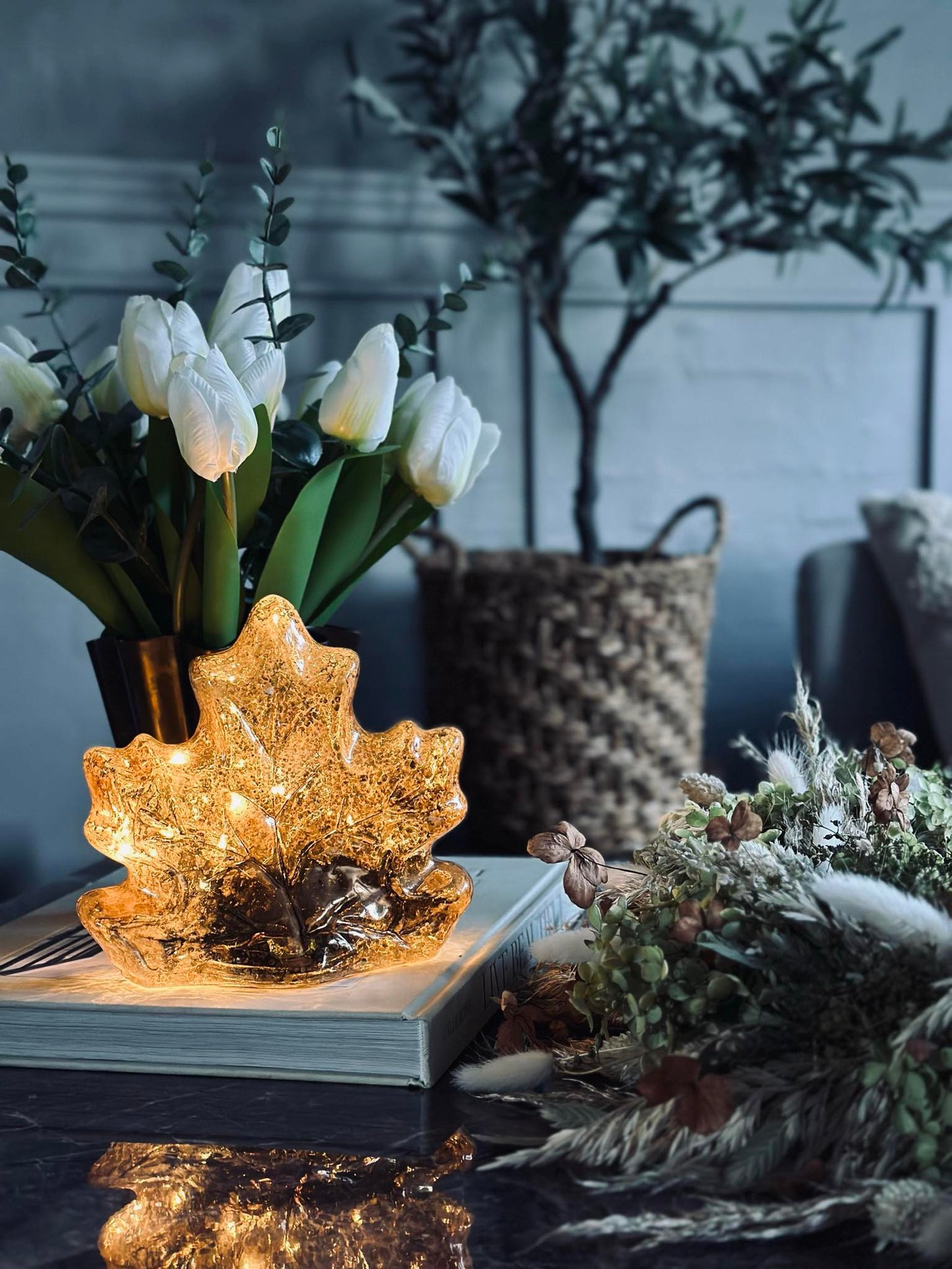 Blad med led lys og timer - Flere farver