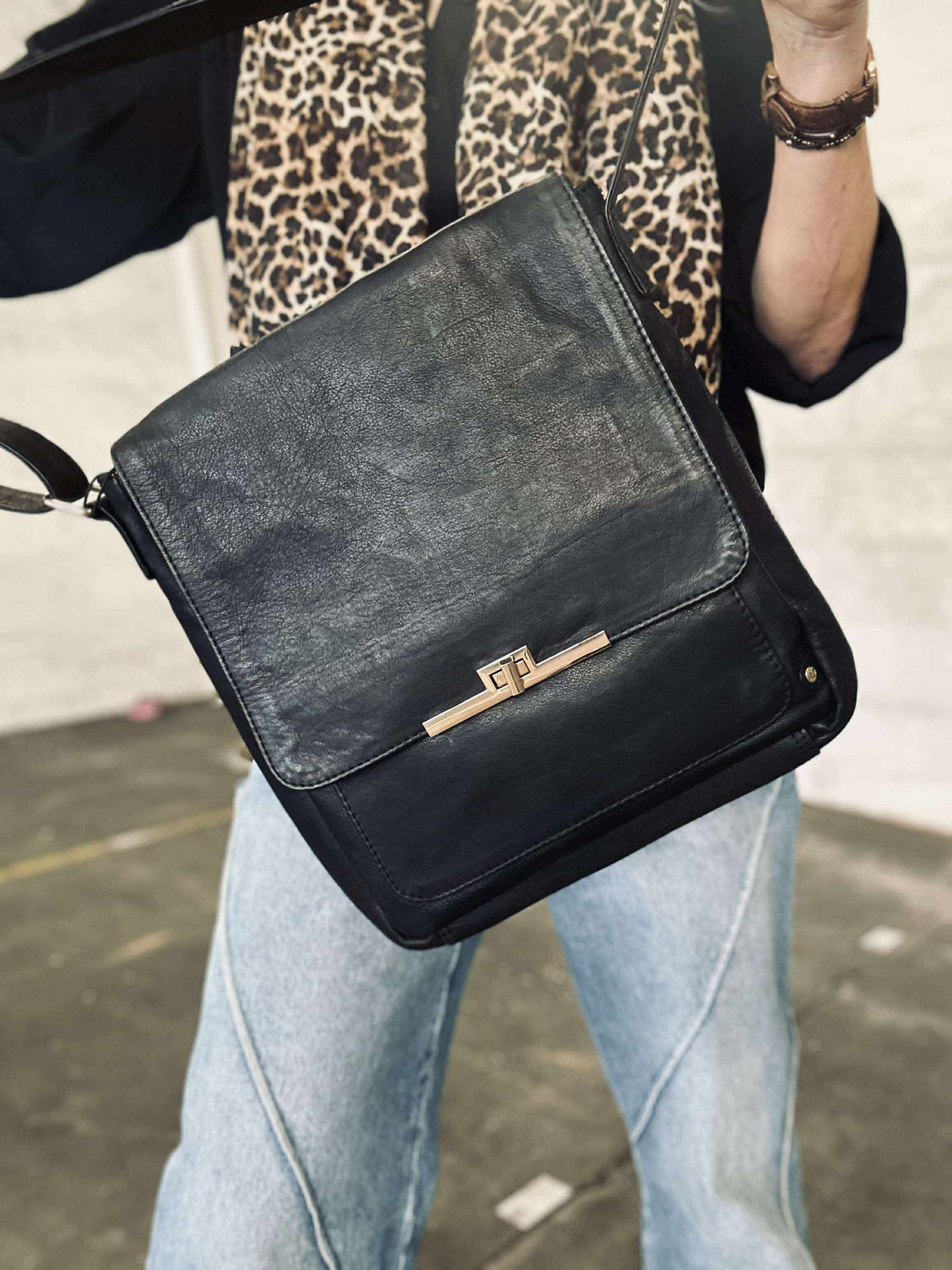 Elegant skuldertaske - Kalveskind