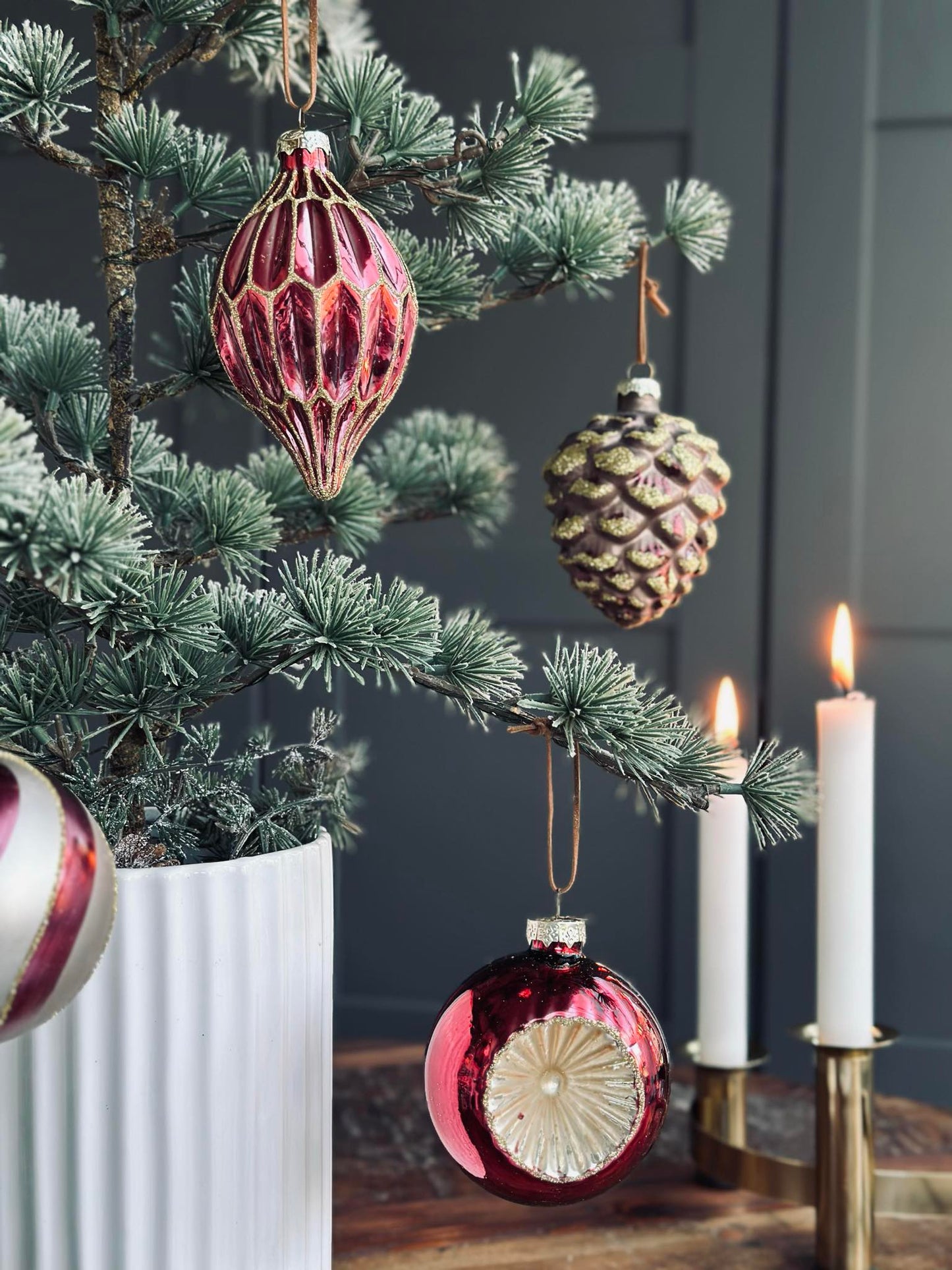 Julekugler i glas  - Pakke med 4 stk