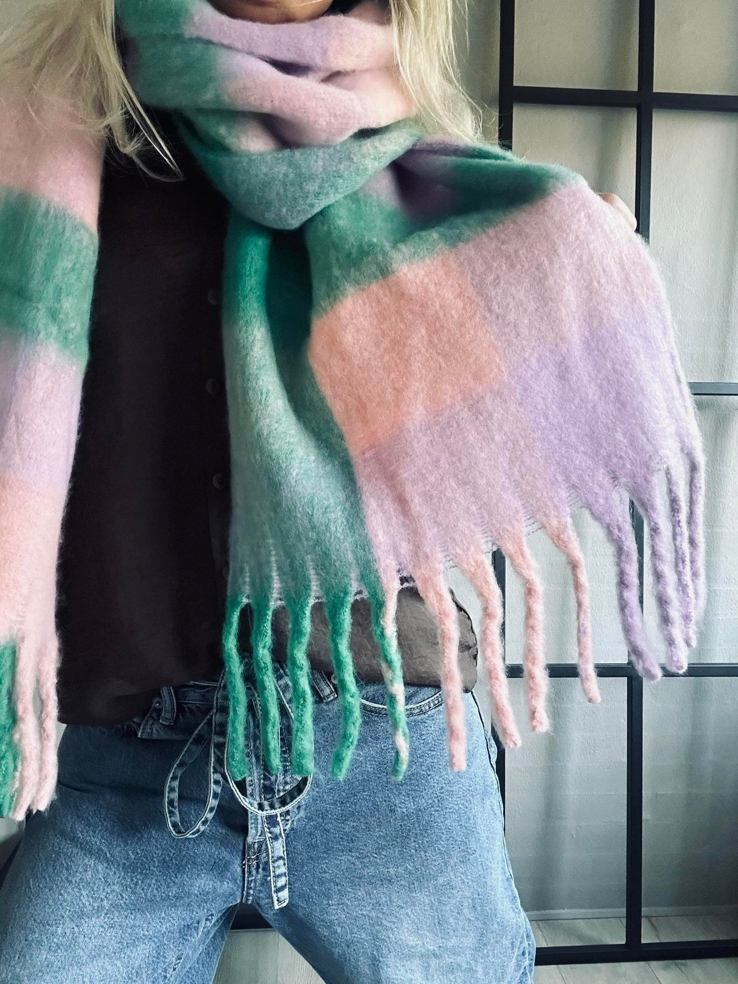 Tørklæde Ninna - Rosa / green