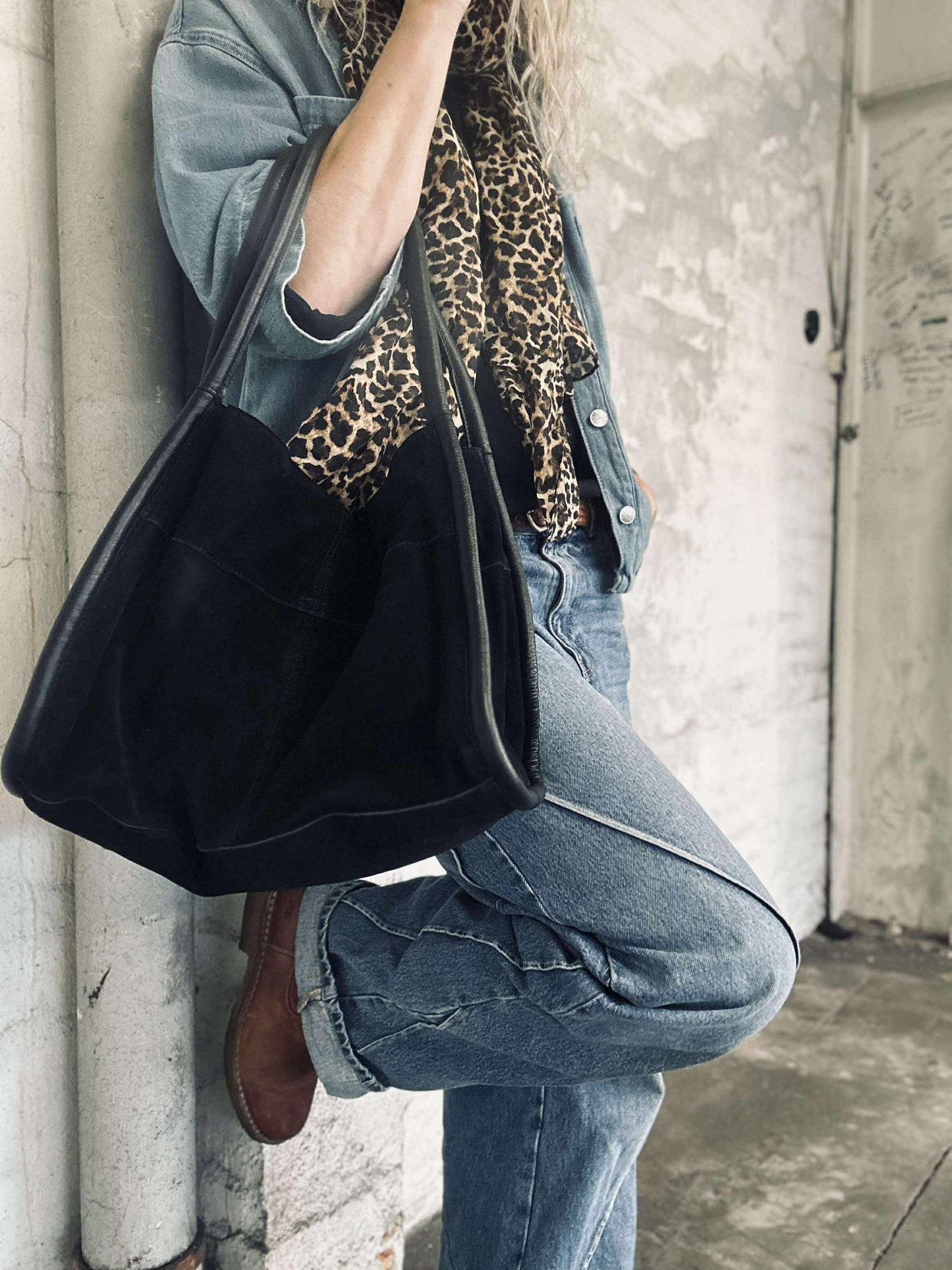 Shopper i sort ruskind