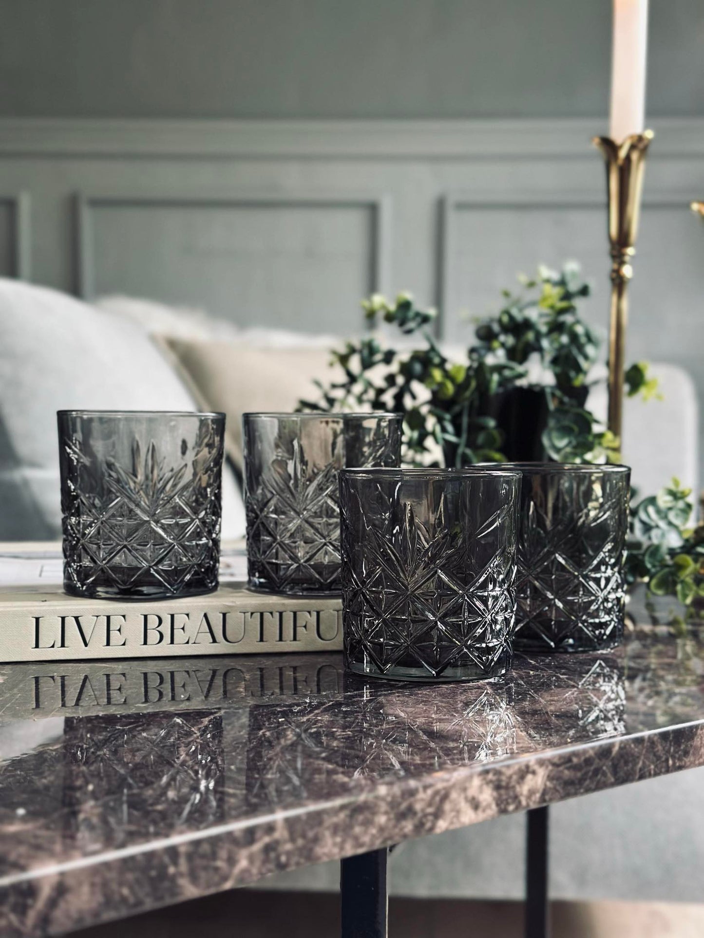 Whisky glas / vandglas Røgfarvet - 4 stk