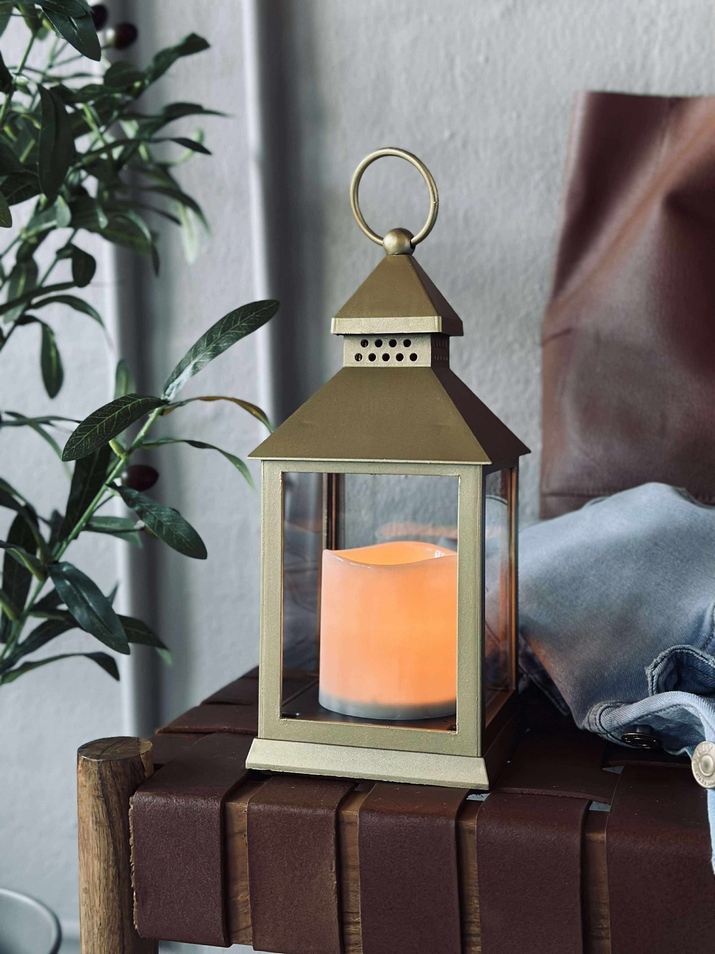 Lanterne m. Timer - Gold