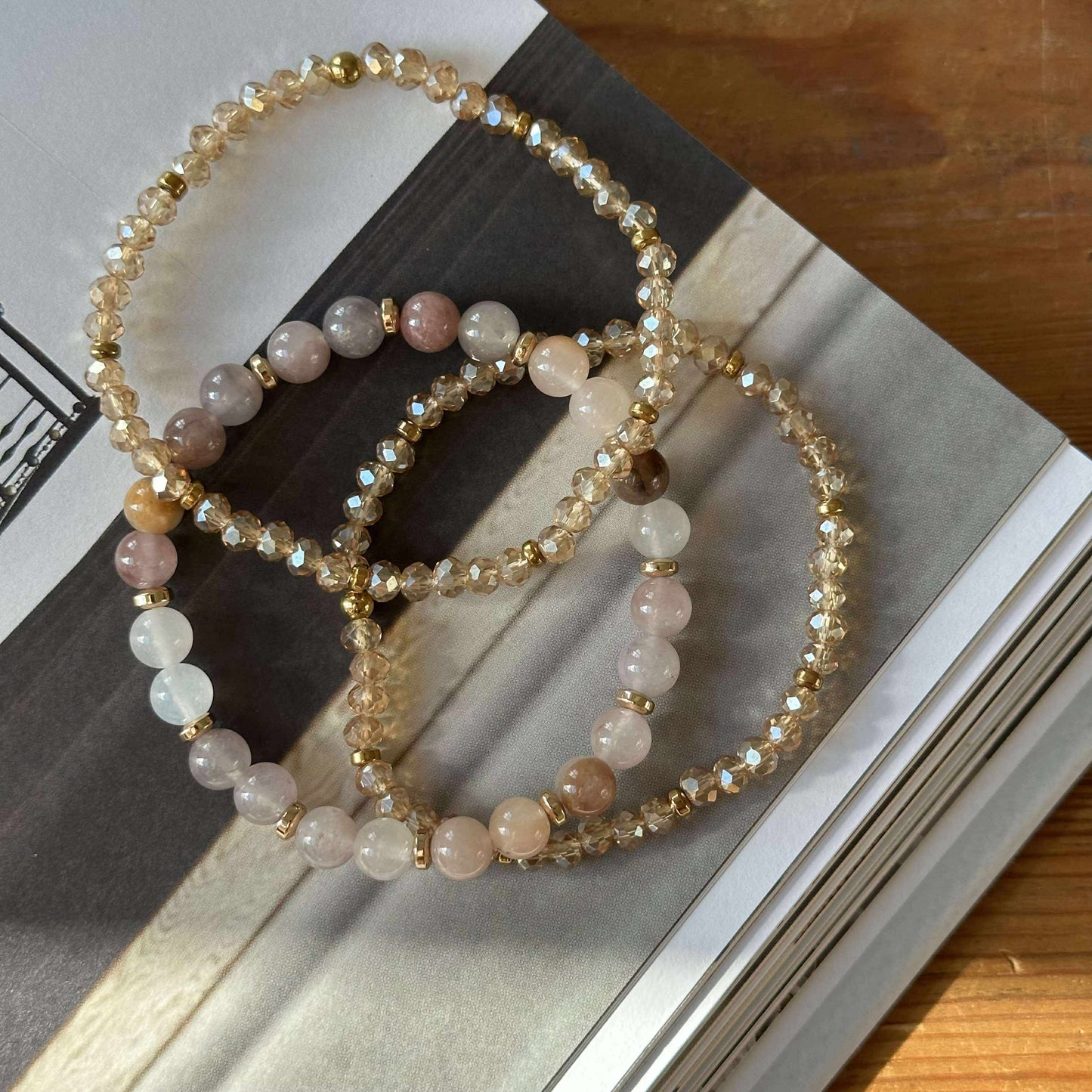 Armbånd Luna Blush Mix / Natur – Sæt med 3 stk
