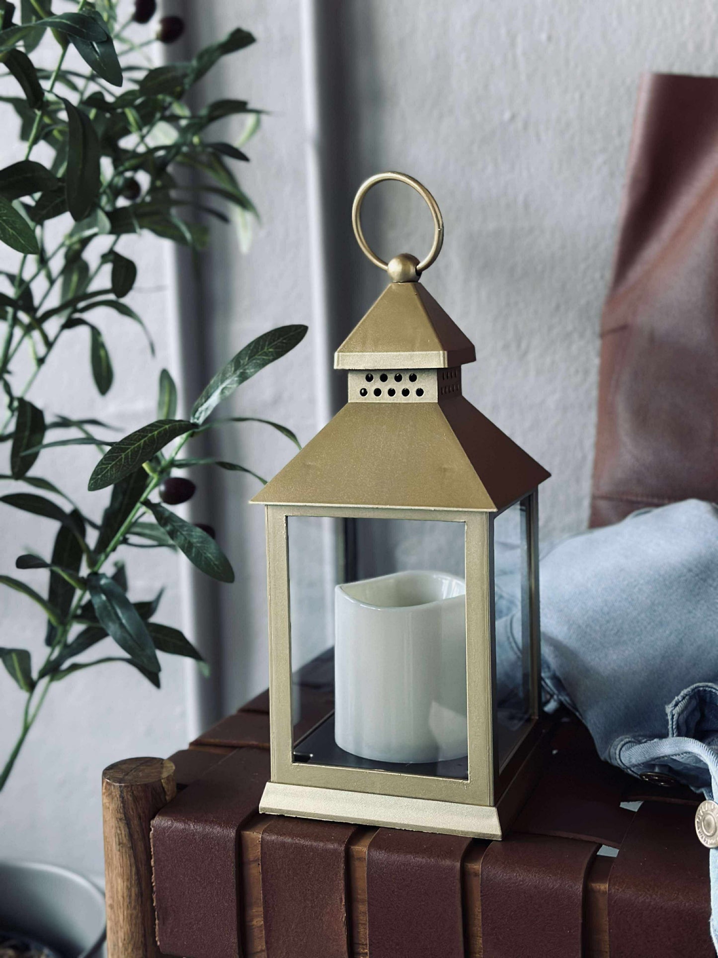 Lanterne m. Timer - Gold
