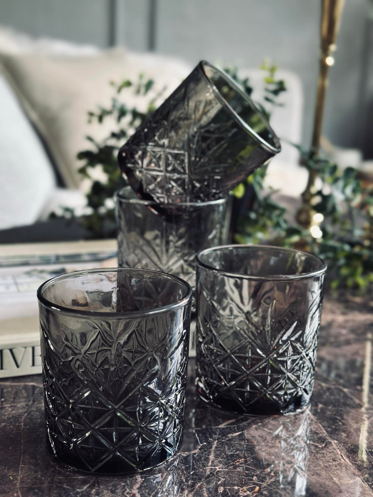 Whisky glas / vandglas Røgfarvet - 4 stk