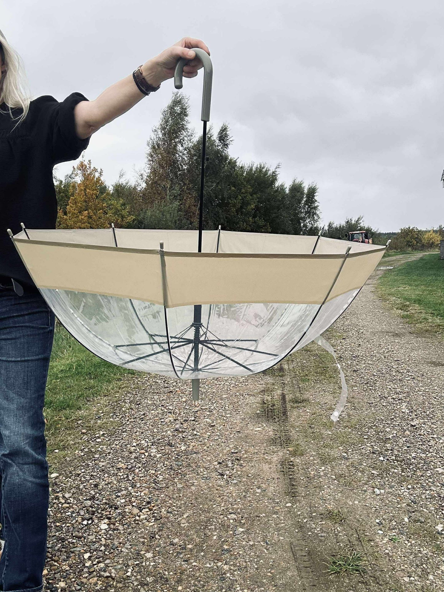 Paraply Transparent - Beige