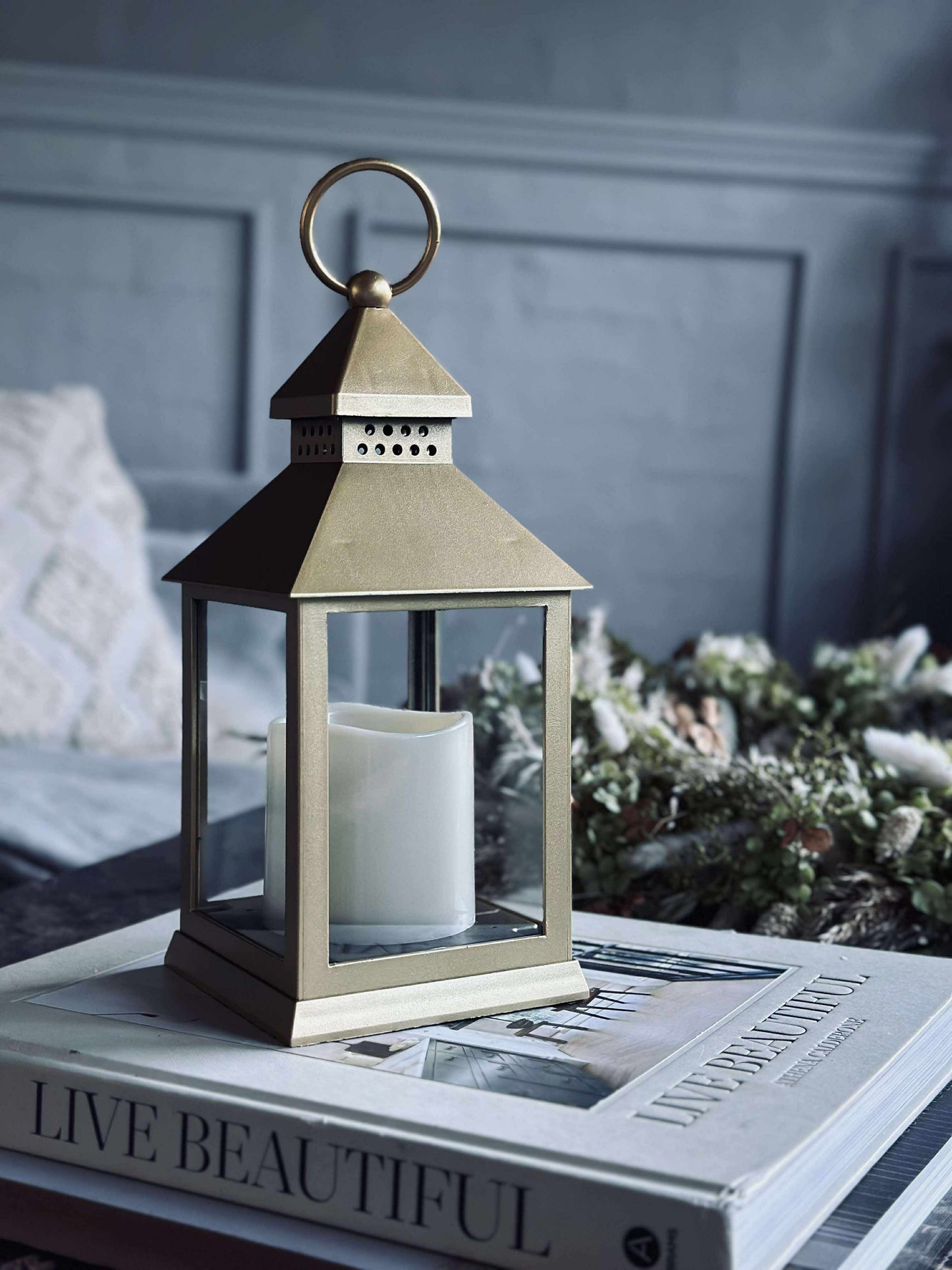 Lanterne m. Timer - Gold