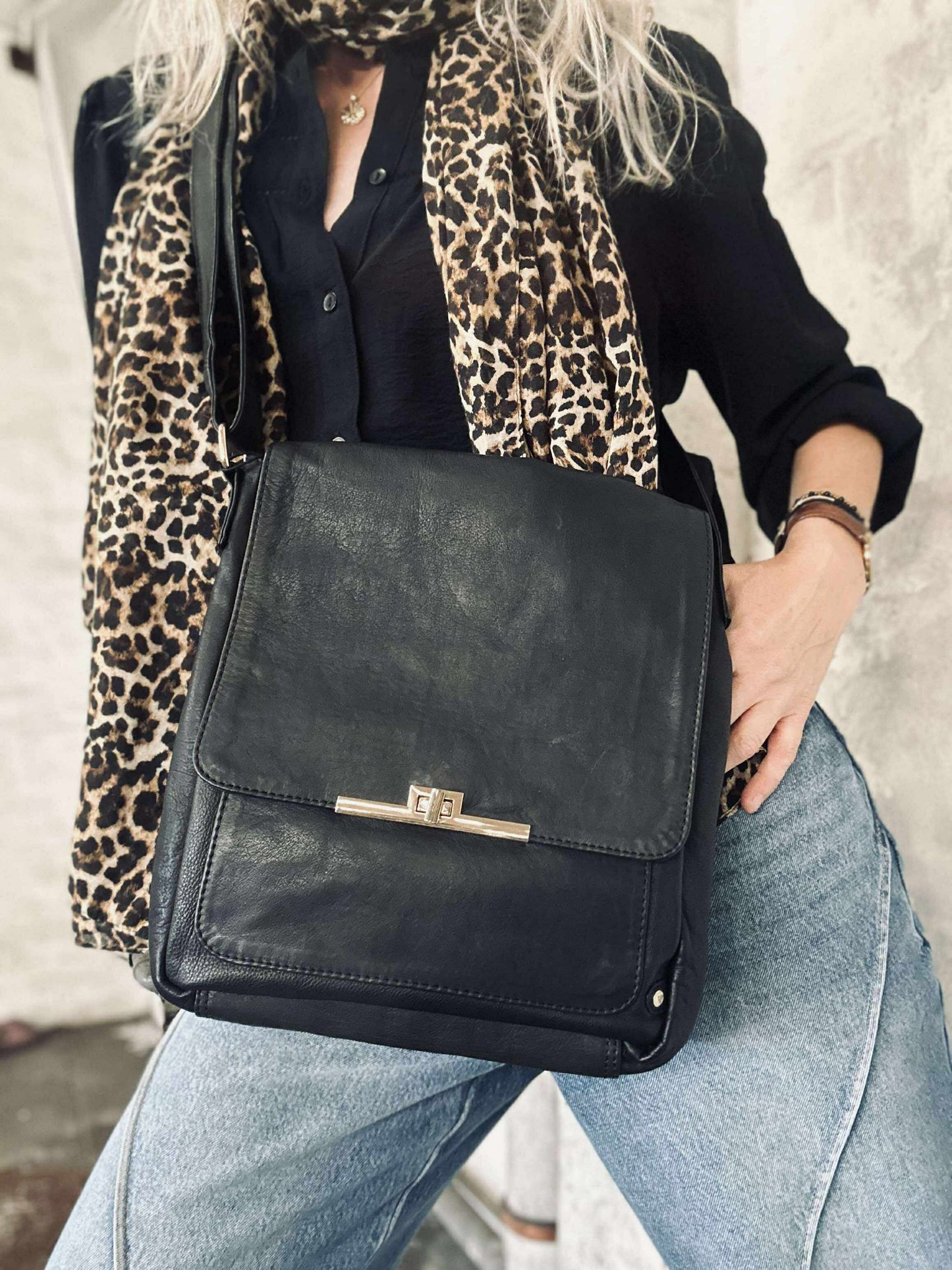 Elegant skuldertaske - Kalveskind
