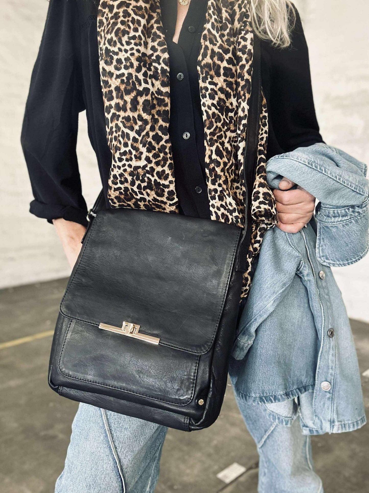 Elegant skuldertaske - Kalveskind