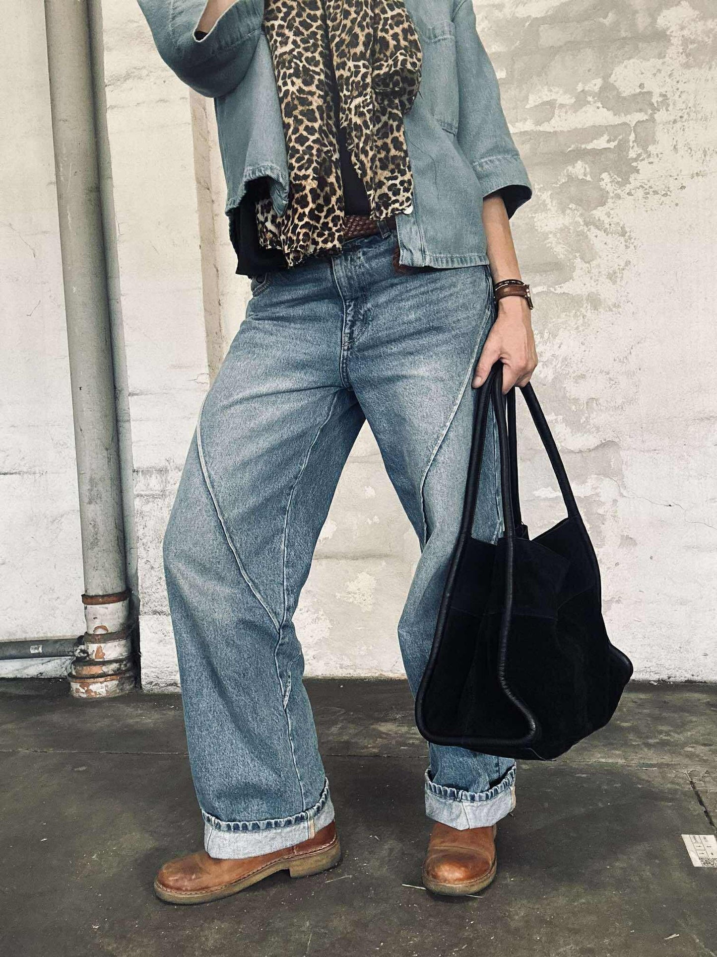 Shopper i sort ruskind