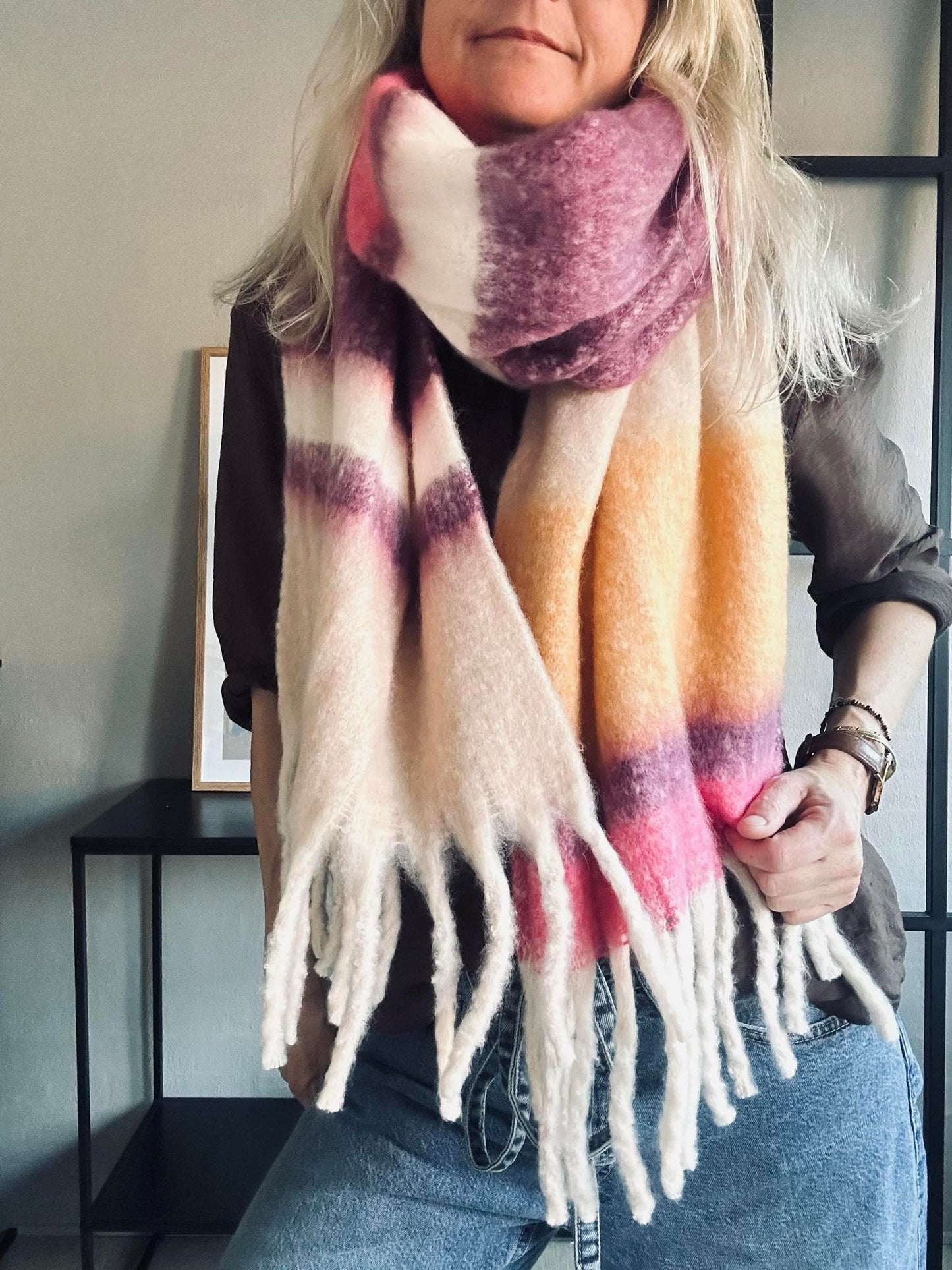 Tørklæde Ninna - Lilla / gul