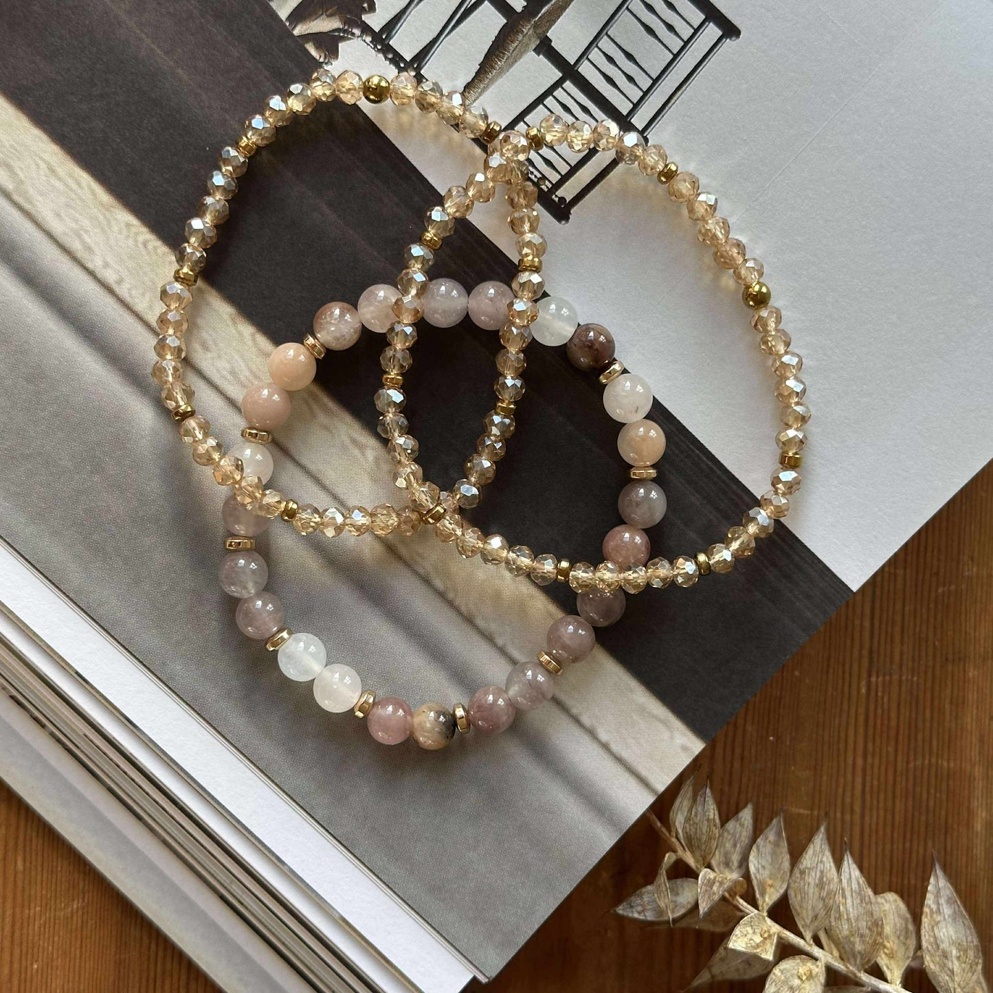 Armbånd Luna Blush Mix / Natur – Sæt med 3 stk