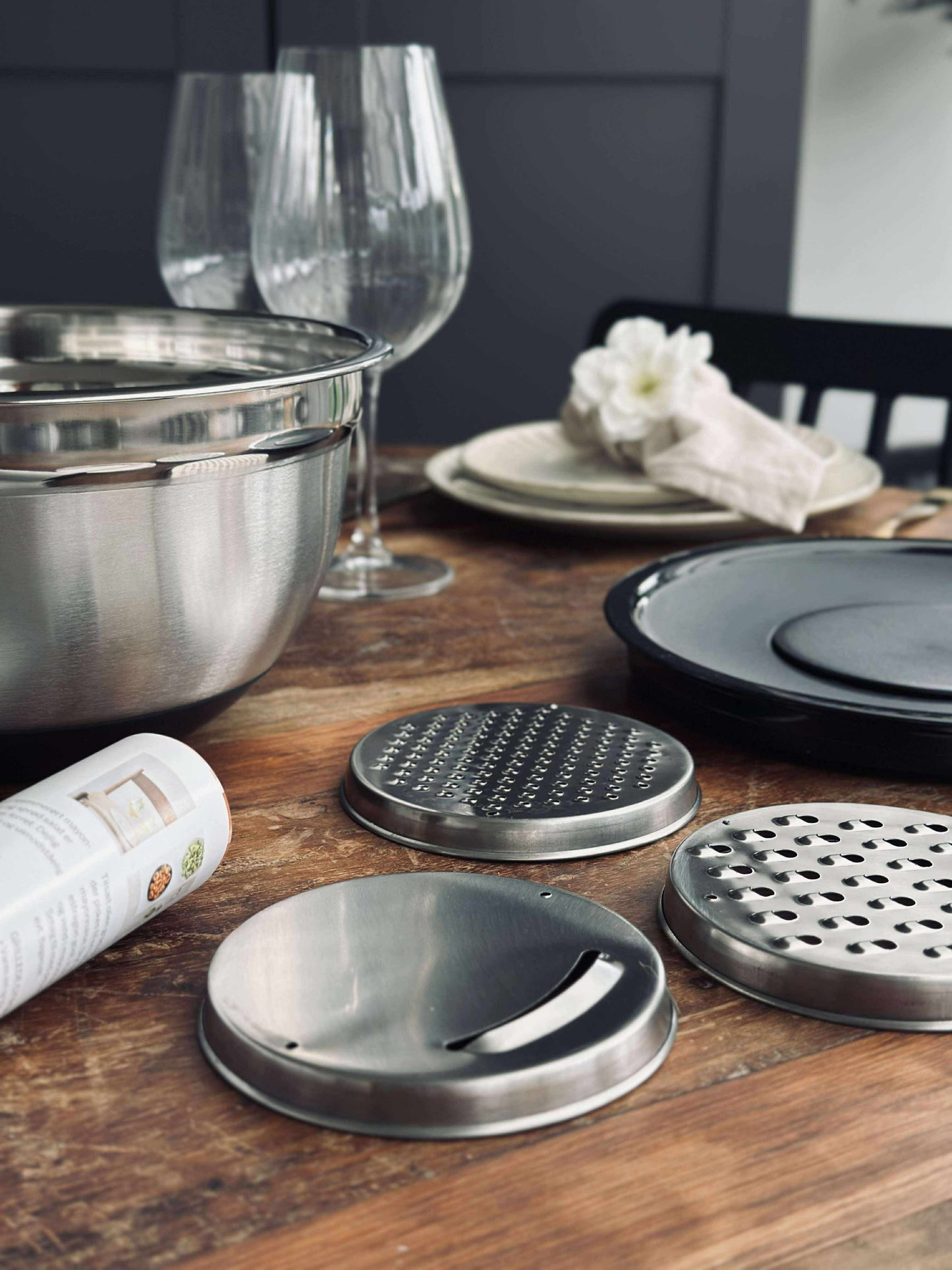 Skål med snittelåg - Rustfrit stål